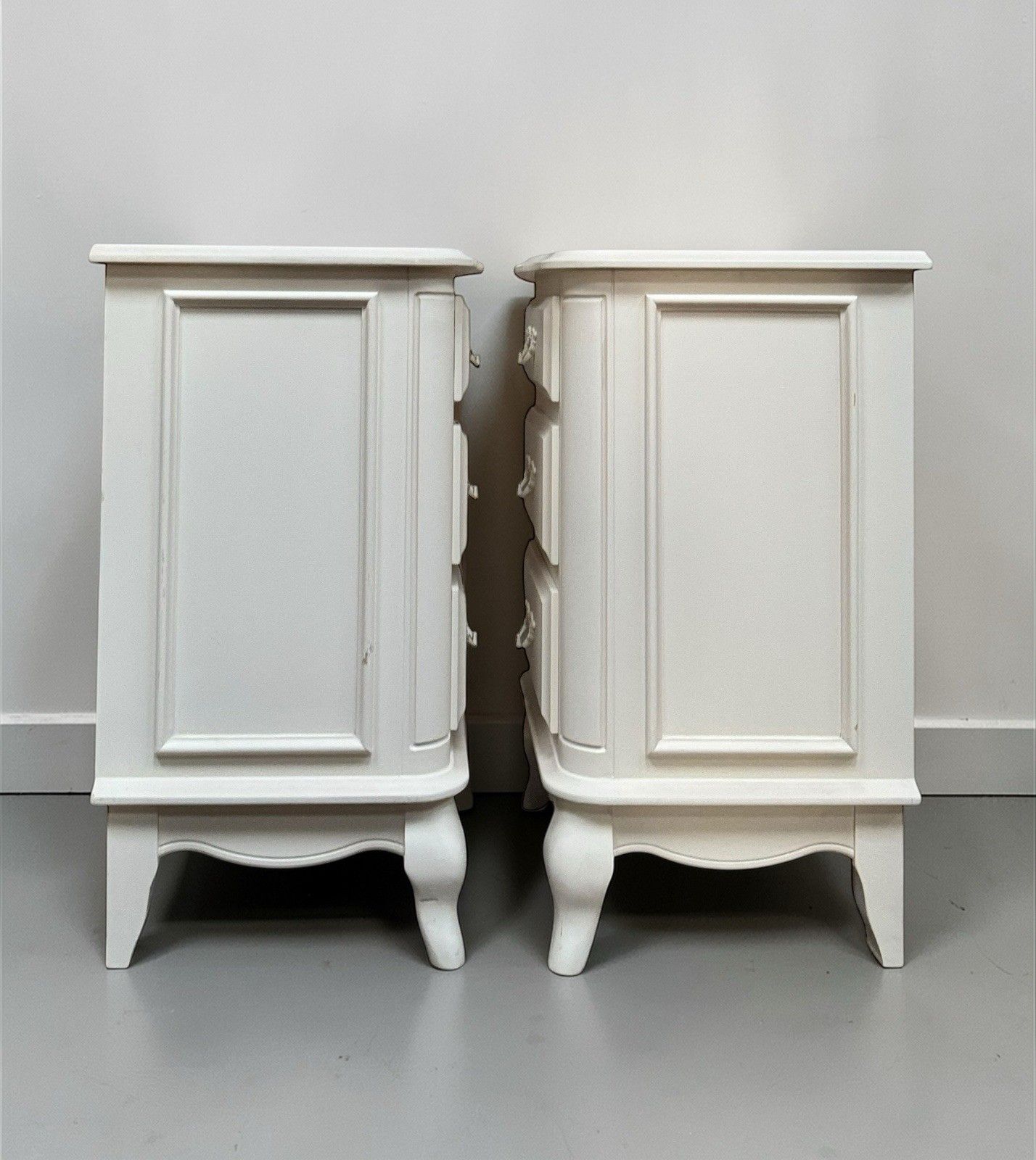 photo furniture Pair Of Laura Ashley Provençale Dove Grey Bedside Chest Of Drawers Rococo Style