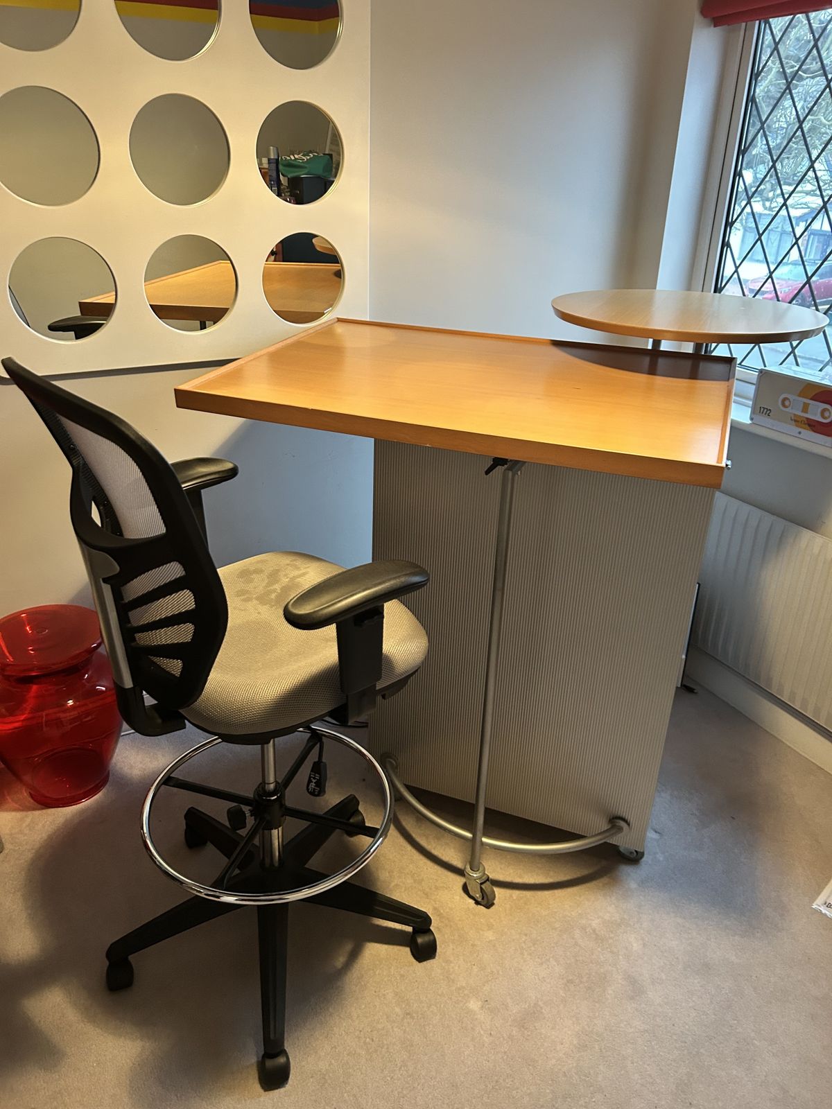 photo furniture Ligne Roset Modernist Drafting Desk & Chair  Designed By Peter Maly.