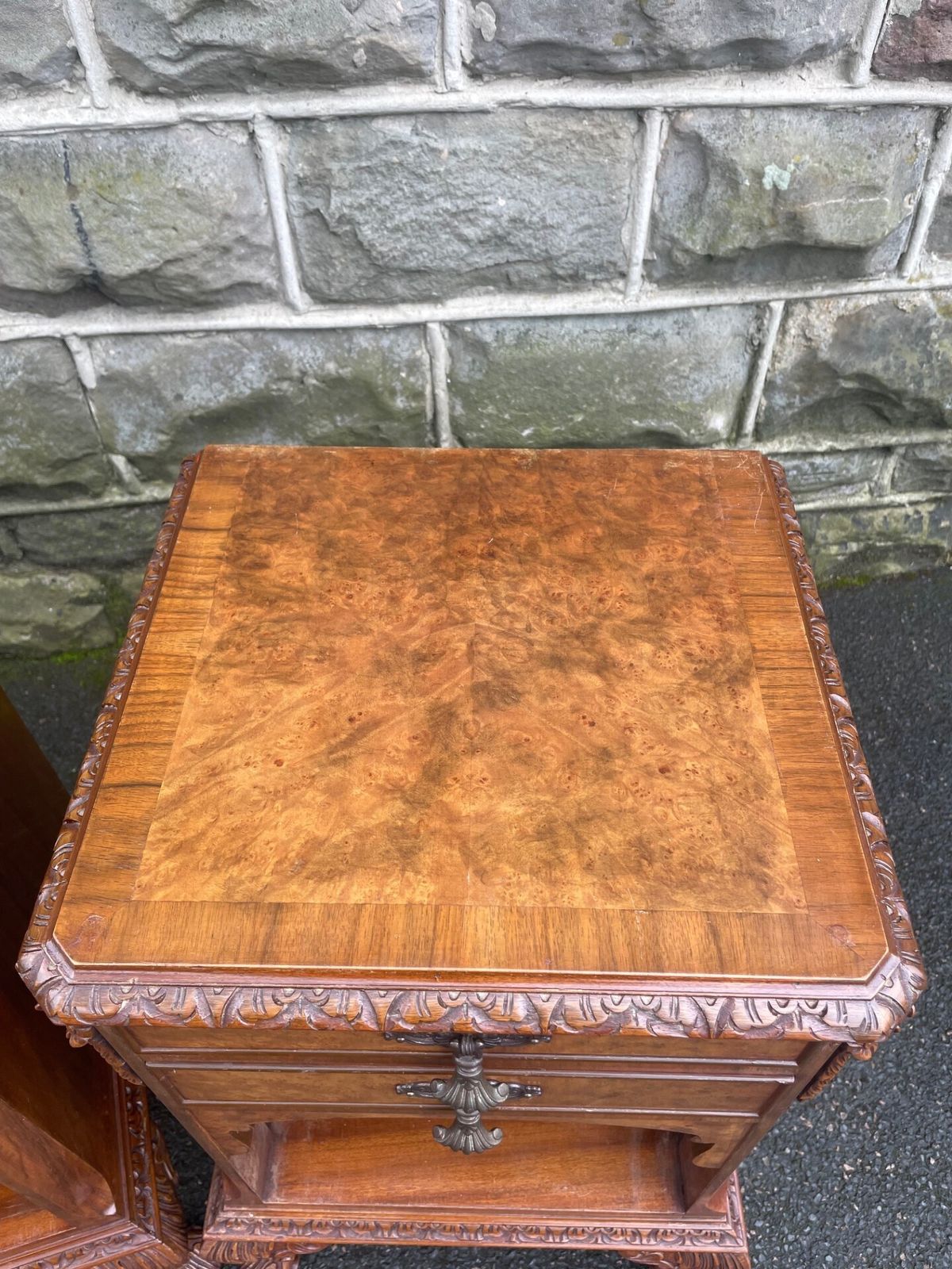 Pair Antique Burr Walnut Bedside Cabinets photo furniture