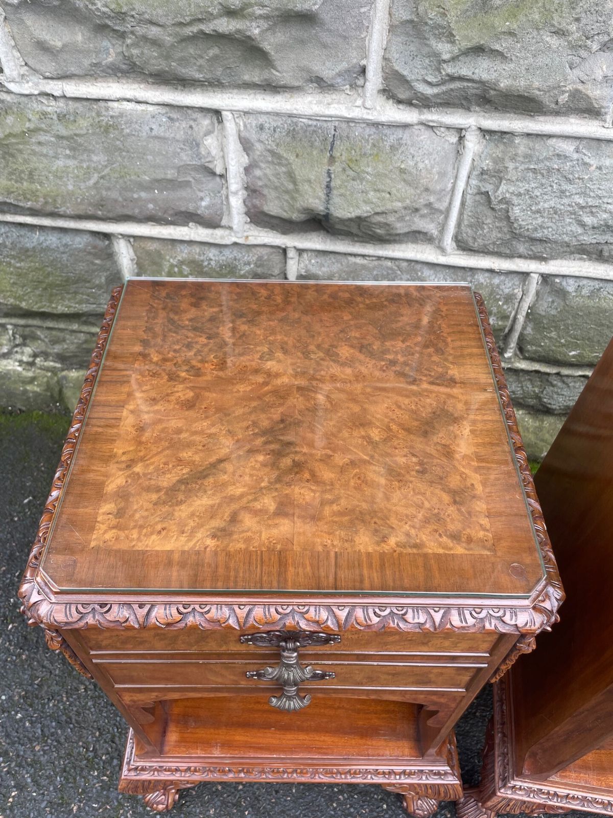 photo for sale Pair Antique Burr Walnut Bedside Cabinets
