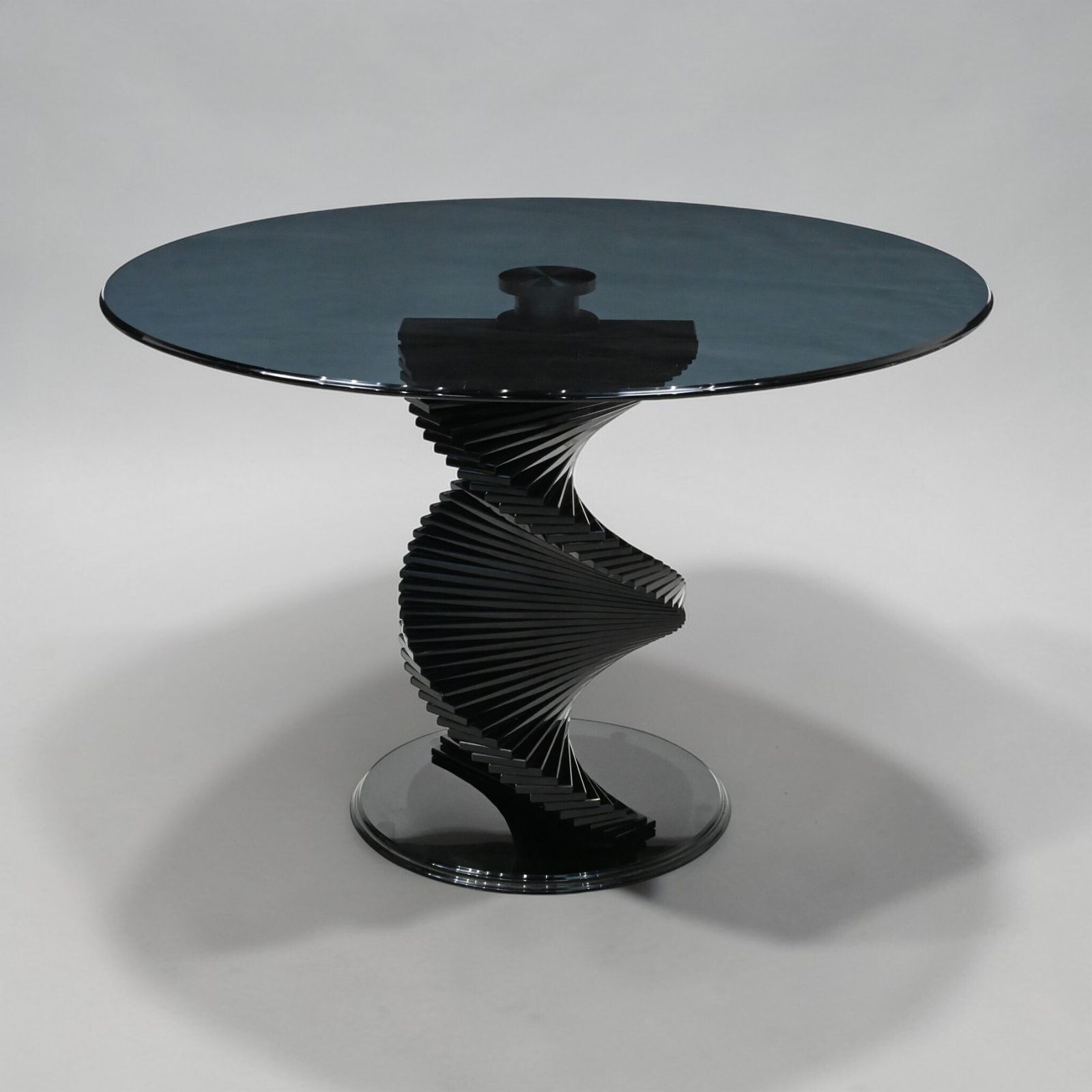Round Glass Dining Table Designer Black Tint Glass 42" Diameter Free Uk Delivery photo furniture