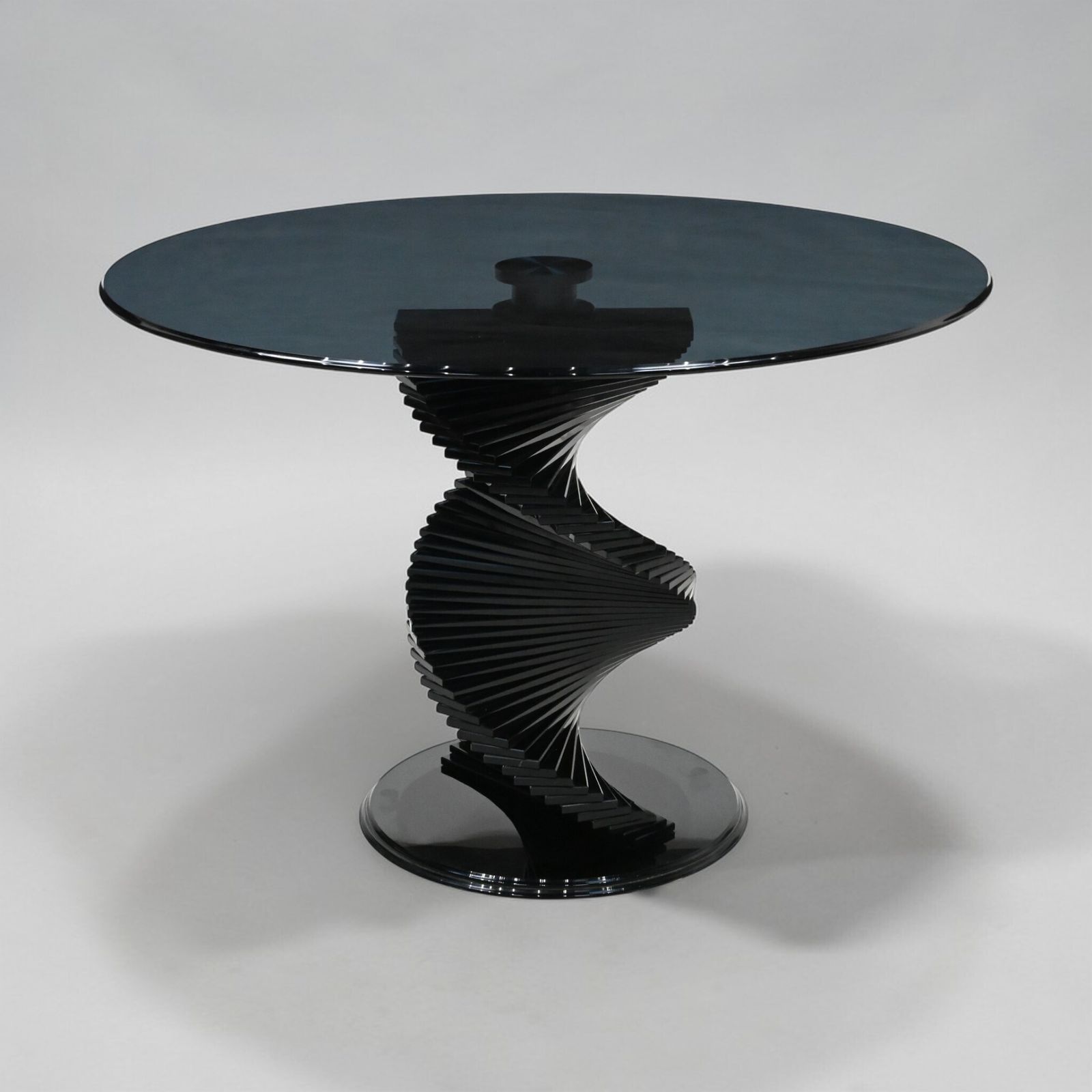 Round Glass Dining Table Designer Black Tint Glass 42" Diameter Free Uk Delivery photo Furniture