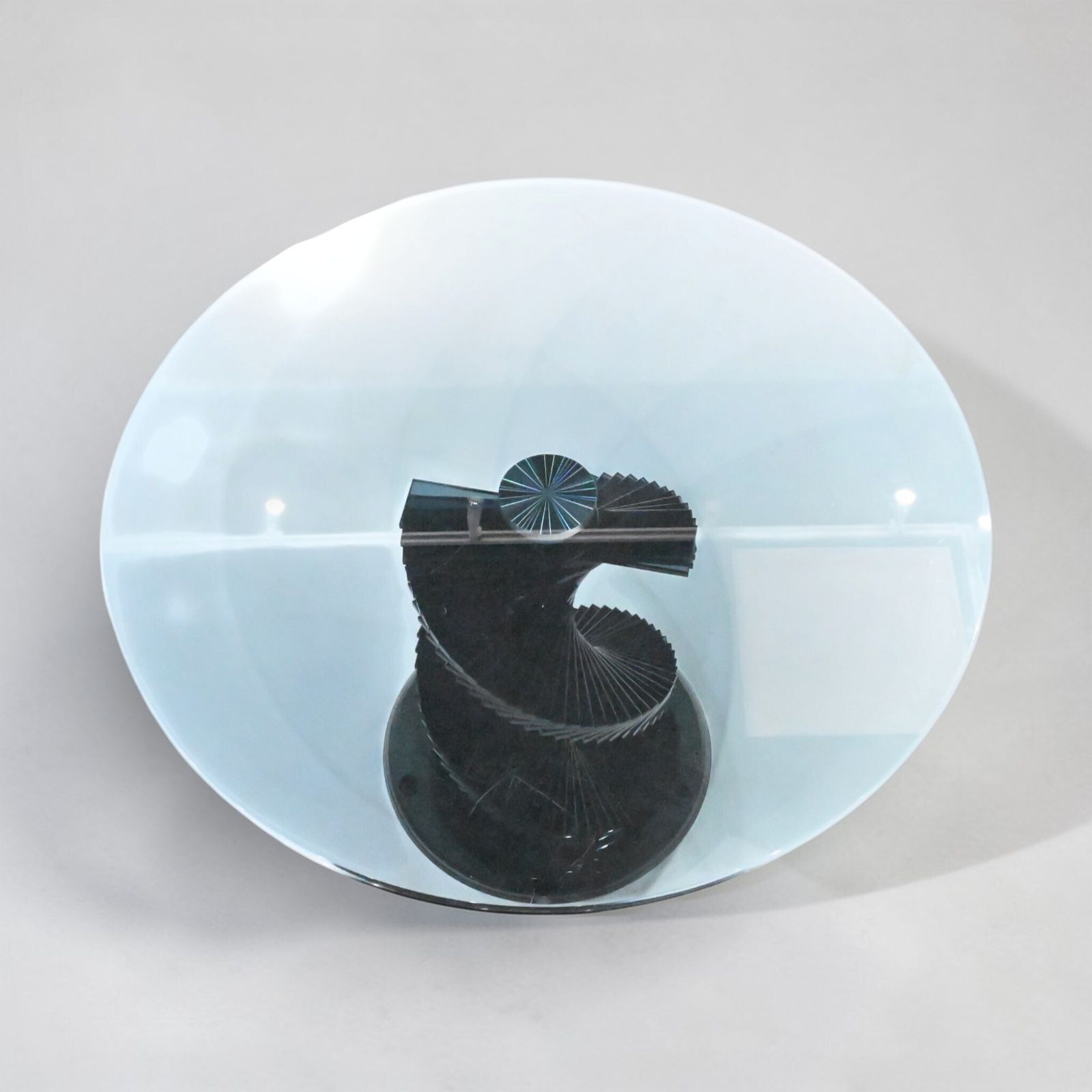 Round Glass Dining Table Designer Black Tint Glass 42" Diameter Free Uk Delivery photo vintage