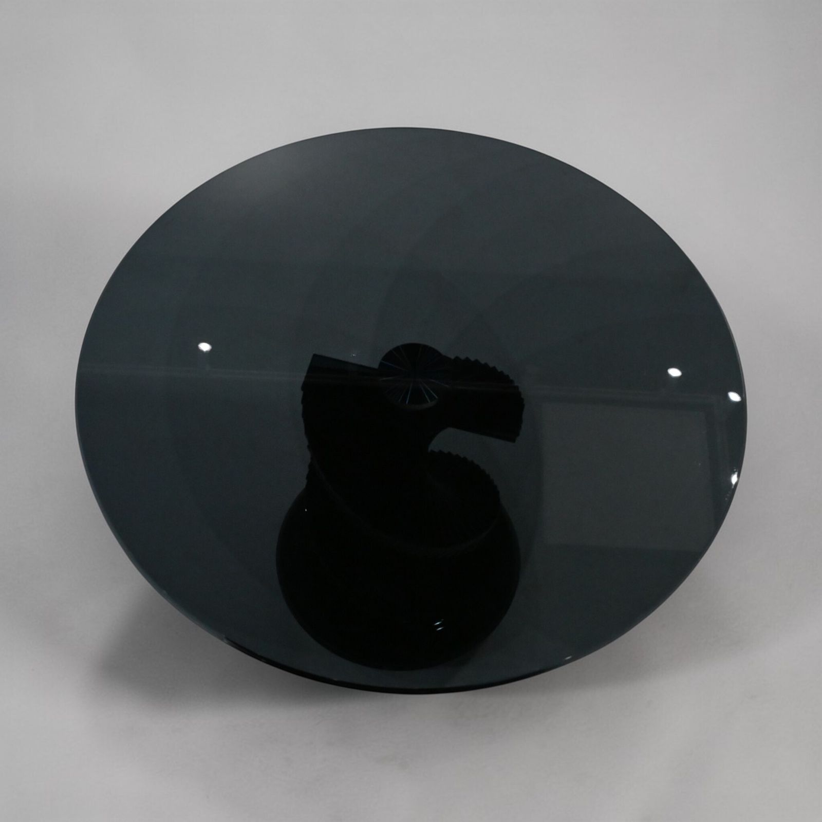 photo furniture Round Glass Dining Table Designer Black Tint Glass 42" Diameter Free Uk Delivery