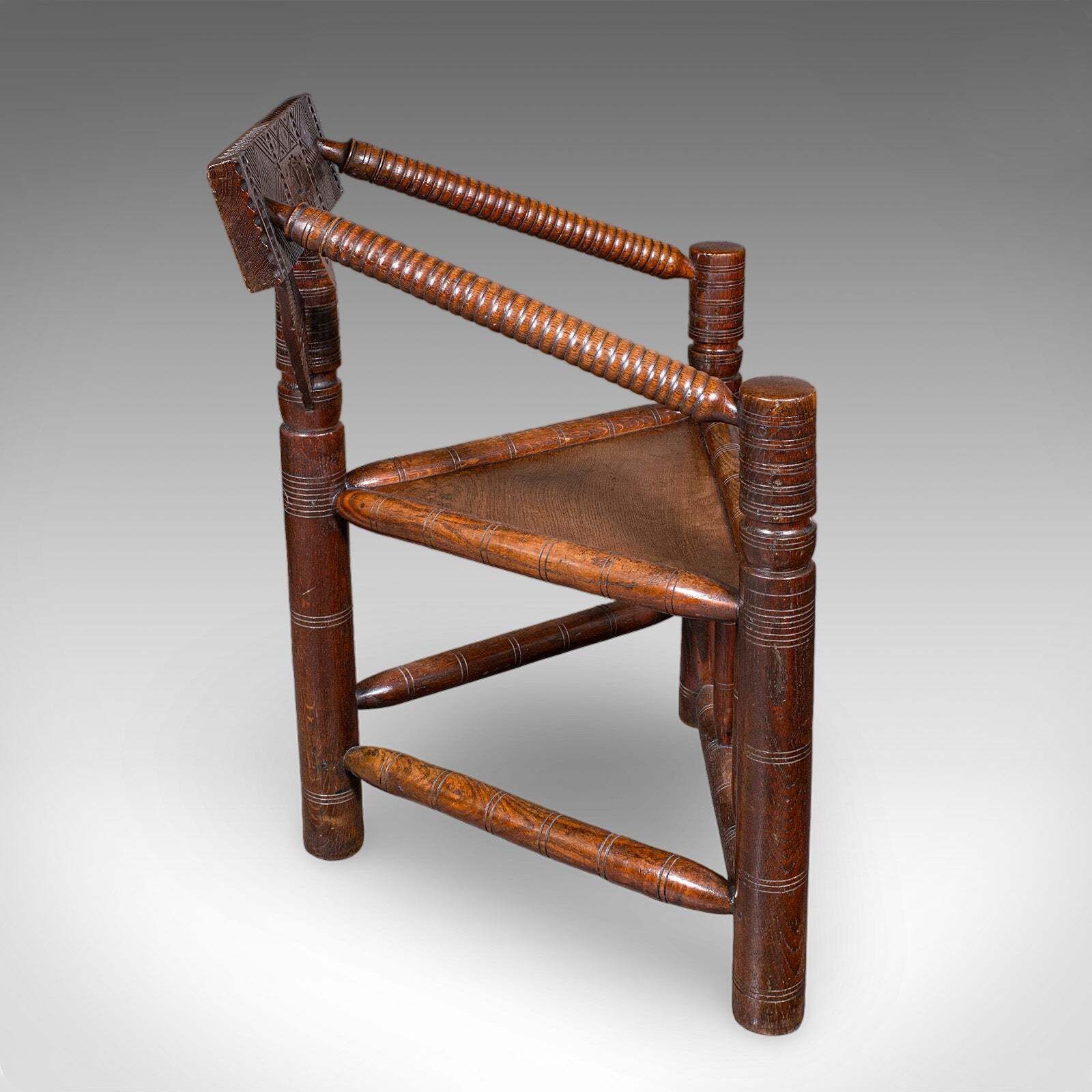 Antique Old Saxon Armchair, English, Oak, Turner's Chair, Elbow Seat, Victorian photo for sale