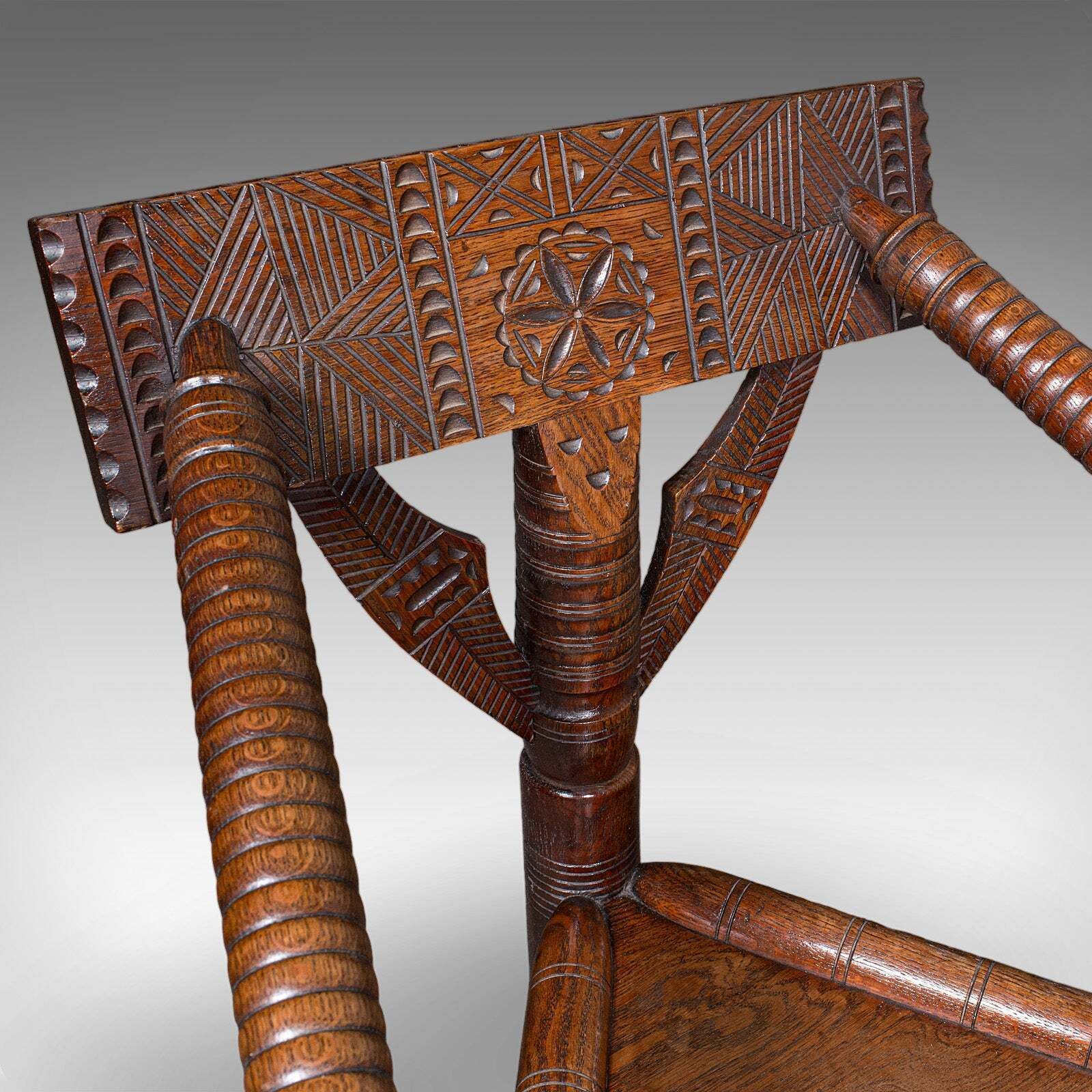 Antique Old Saxon Armchair, English, Oak, Turner's Chair, Elbow Seat, Victorian photo buy