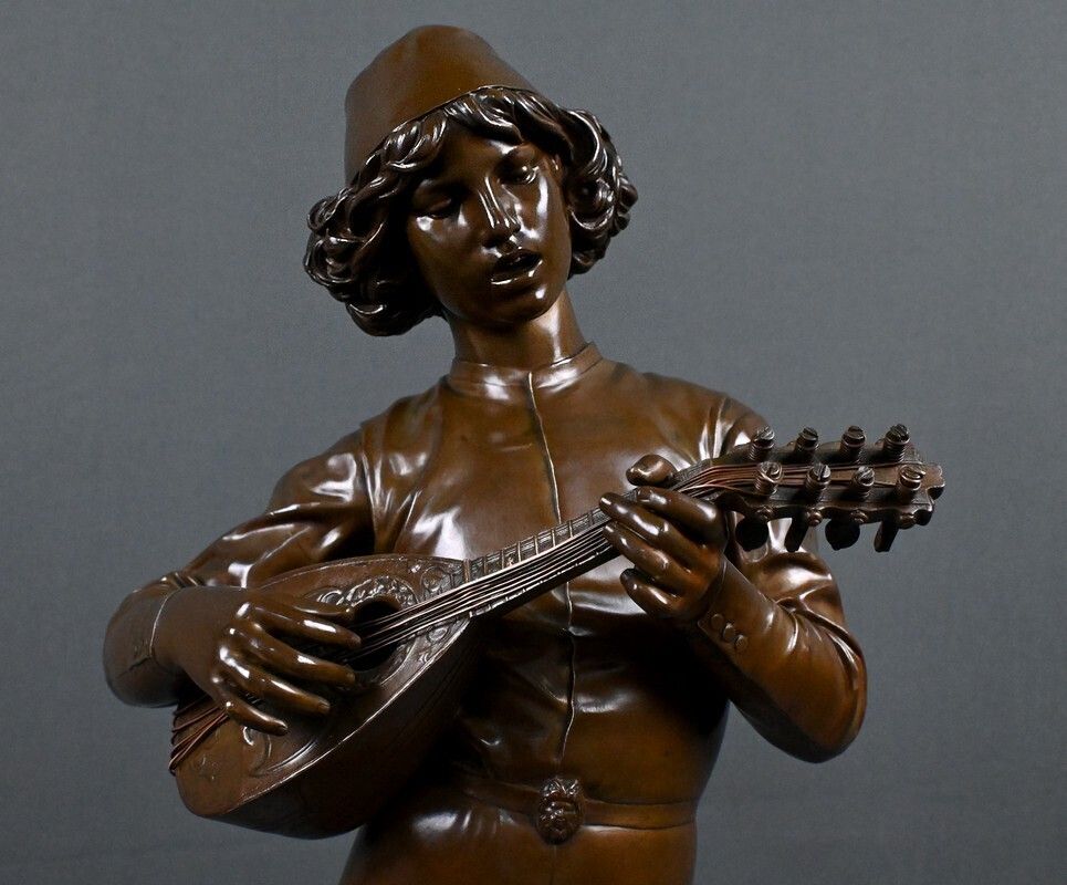 Important Bronze "The Florentine Singer" Signed P. Dubois   1865 photo buy