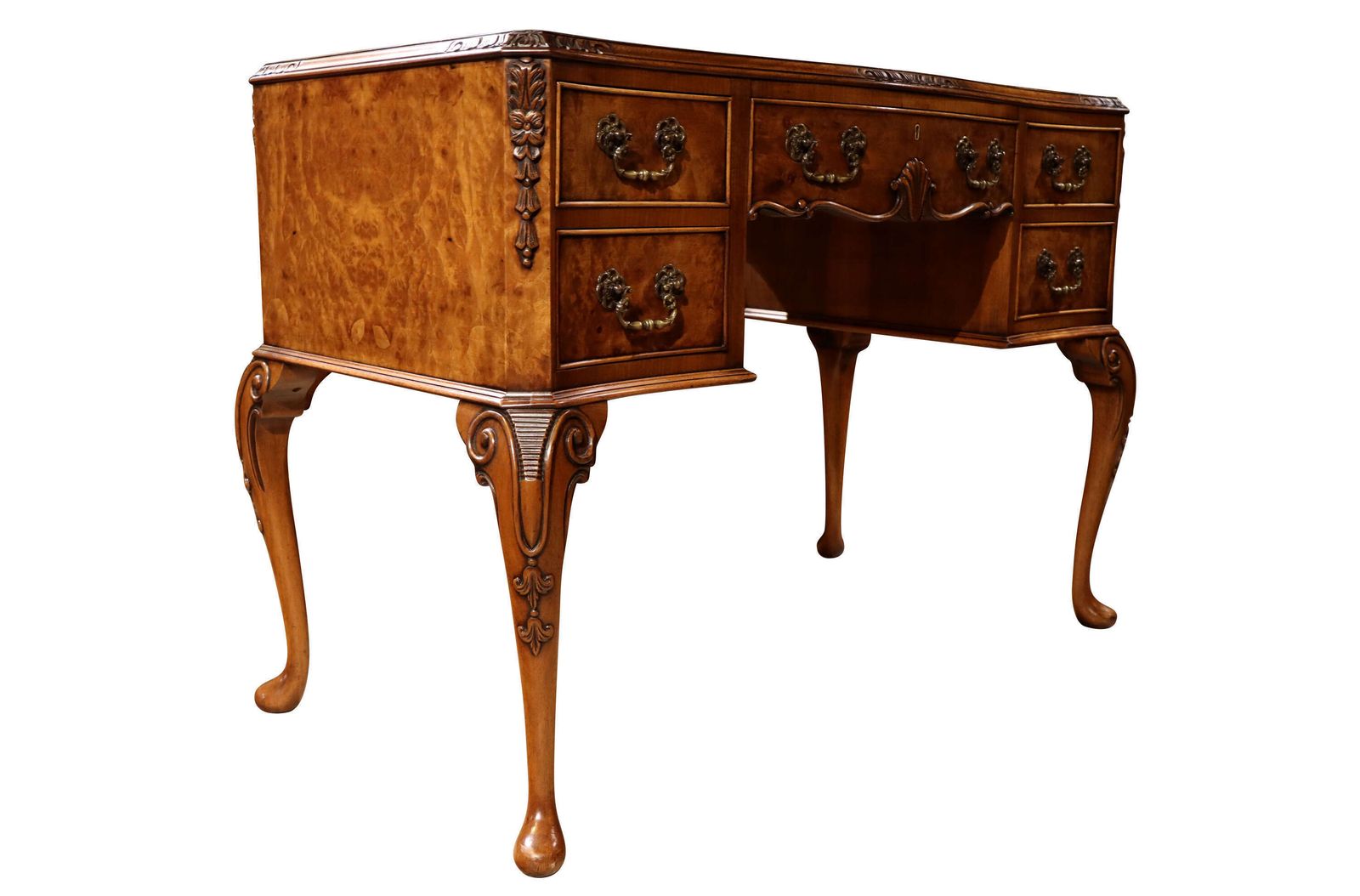 Antique Burr Walnut Ladies Writing Desk With Leather Top photo furniture