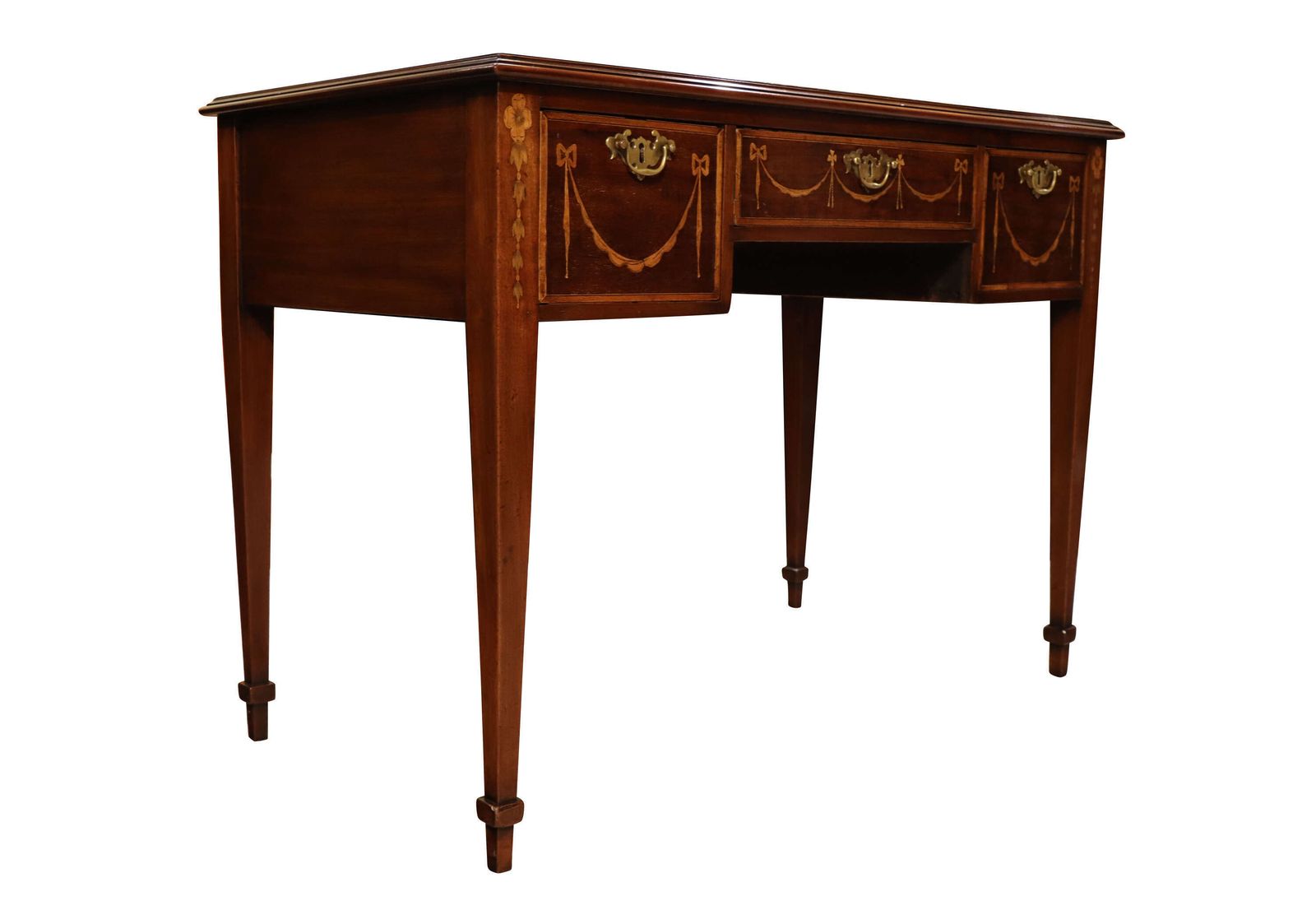 Early 19th Century Mahogany Inlaid Writing Table With Leather Top photo for sale