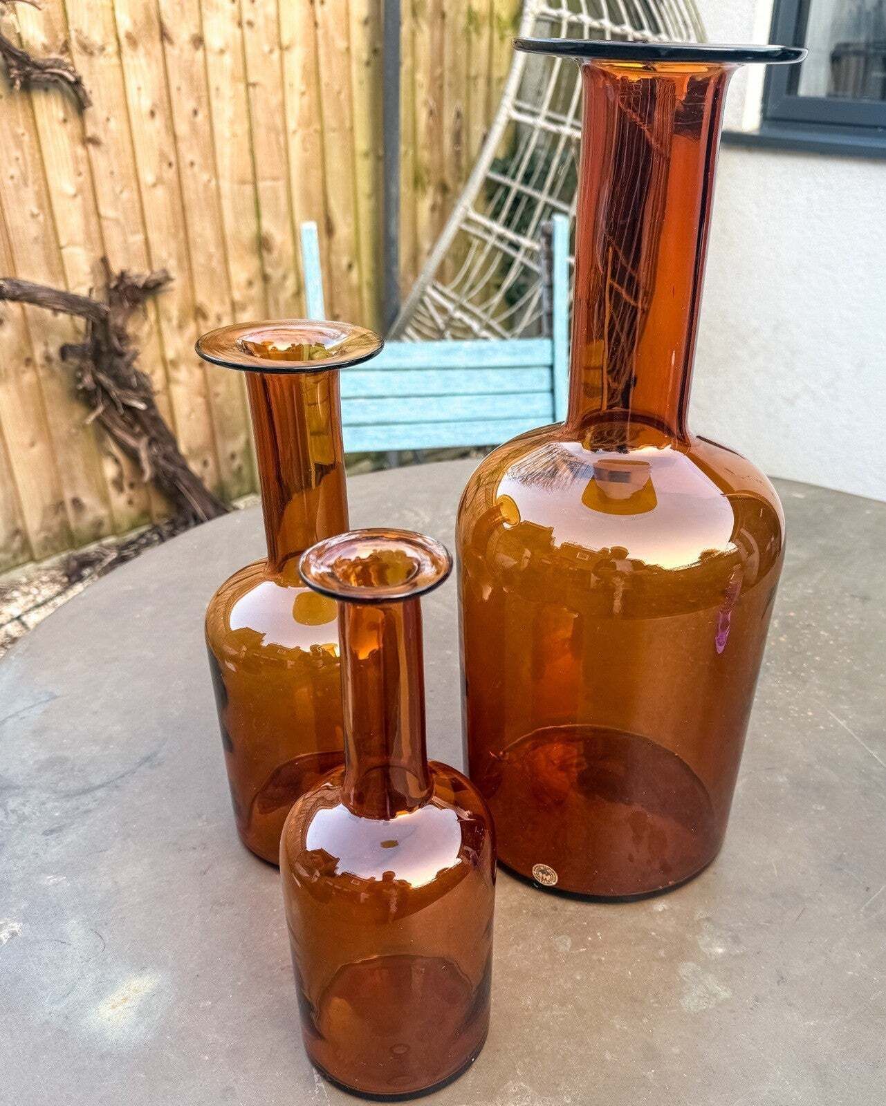Holmegaard Kastrup Otto Brauer Danish Art Glass Gulvase Amber Brown Mcm 44cm 60s photo Home Decor