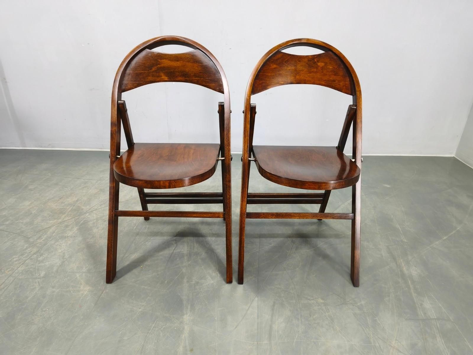 Pair Of Bauhaus Folding Chairs B751 By Ligna, Czechoslovakia 1930s photo furniture