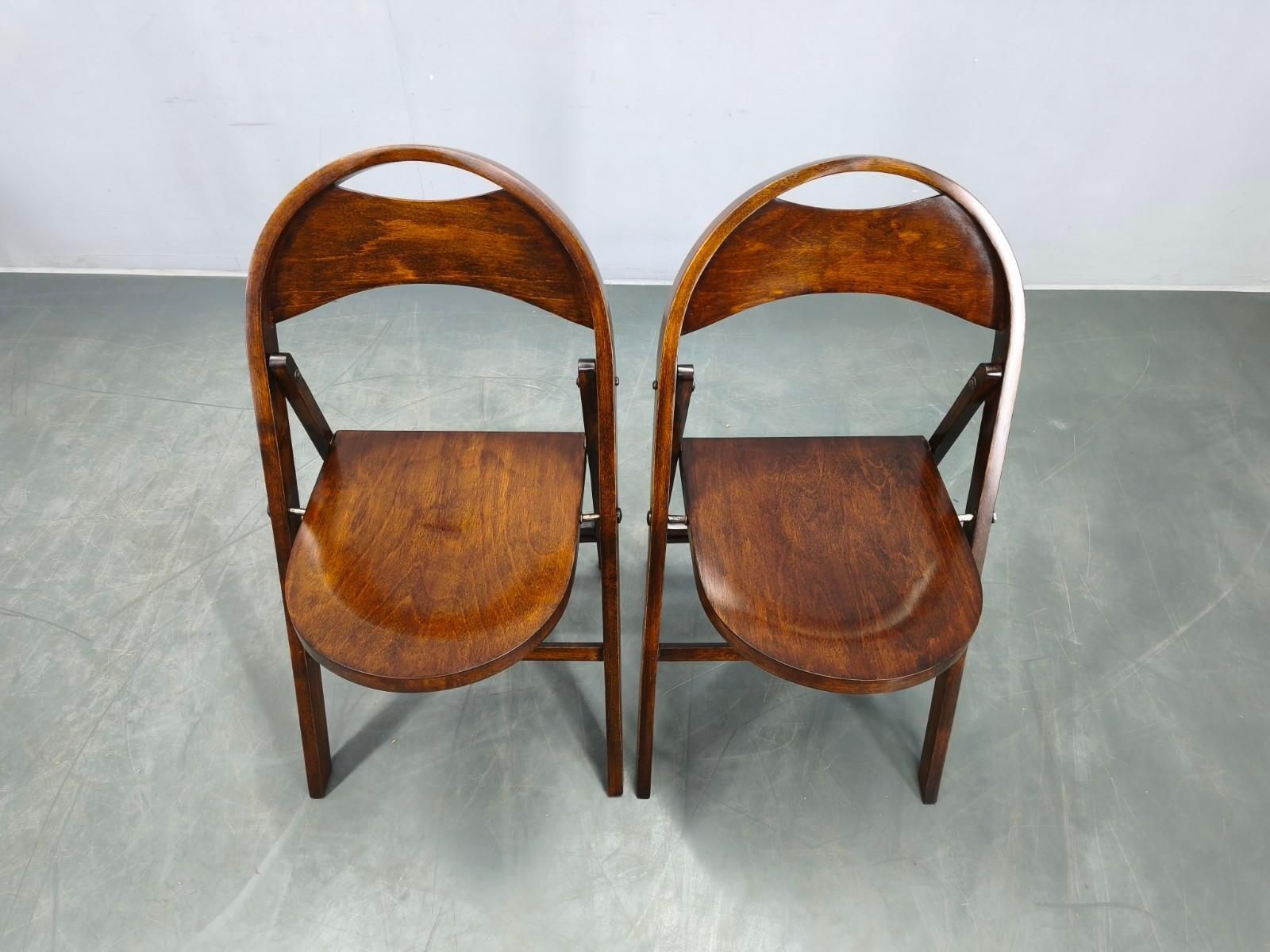 Pair Of Bauhaus Folding Chairs B751 By Ligna, Czechoslovakia 1930s photo Furniture