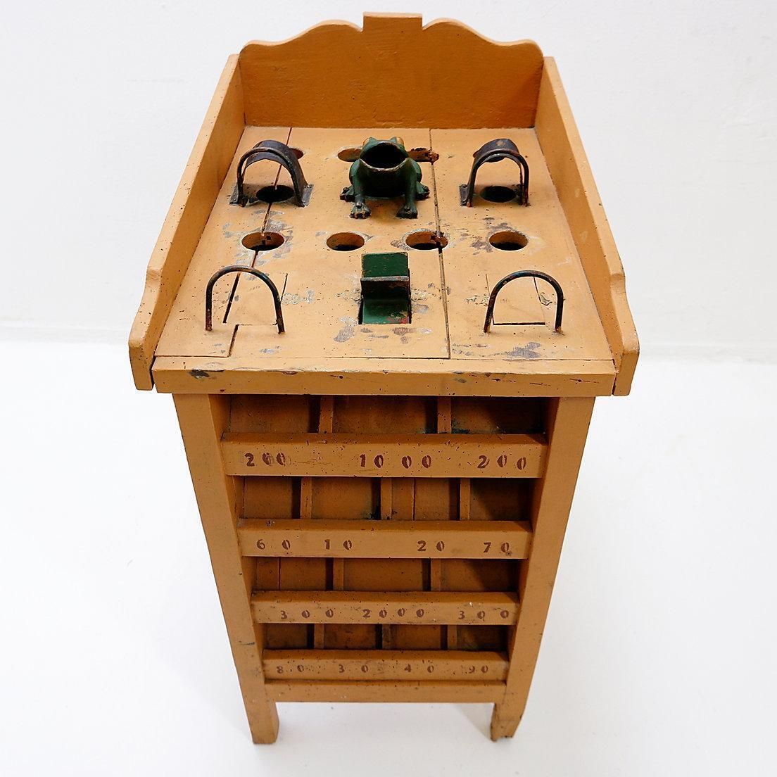 "The Frog Game", Vintage Game In Wood And Painted Iron, Early 20th photo vintage