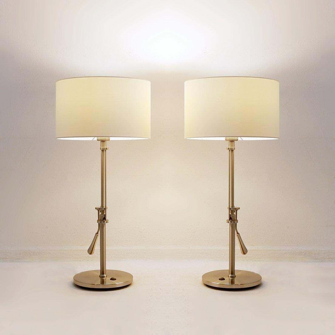 Pair Of Brushed Steel Table Lamps With Adjustable Rake   United Kingdom photo furniture