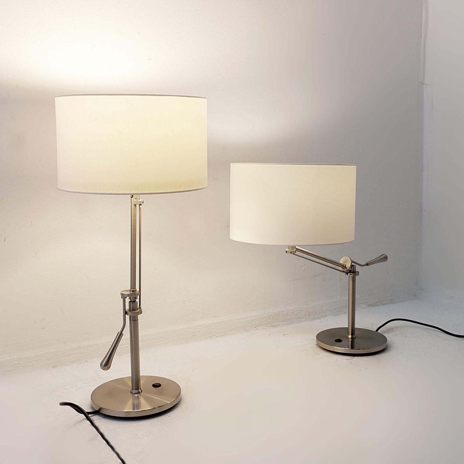 photo furniture Pair Of Brushed Steel Table Lamps With Adjustable Rake   United Kingdom