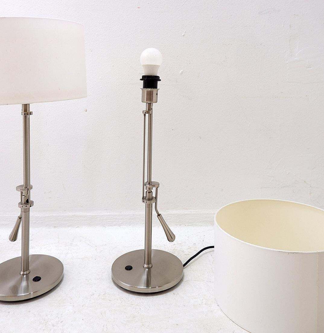 photo for sale Pair Of Brushed Steel Table Lamps With Adjustable Rake   United Kingdom