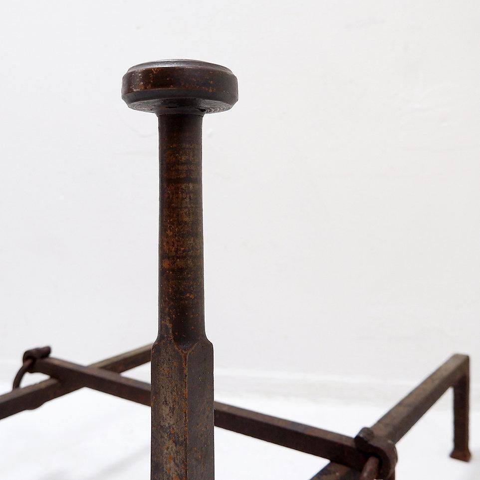 photo furniture 19th Century Antique Wrought Iron Andirons With Curved Legs