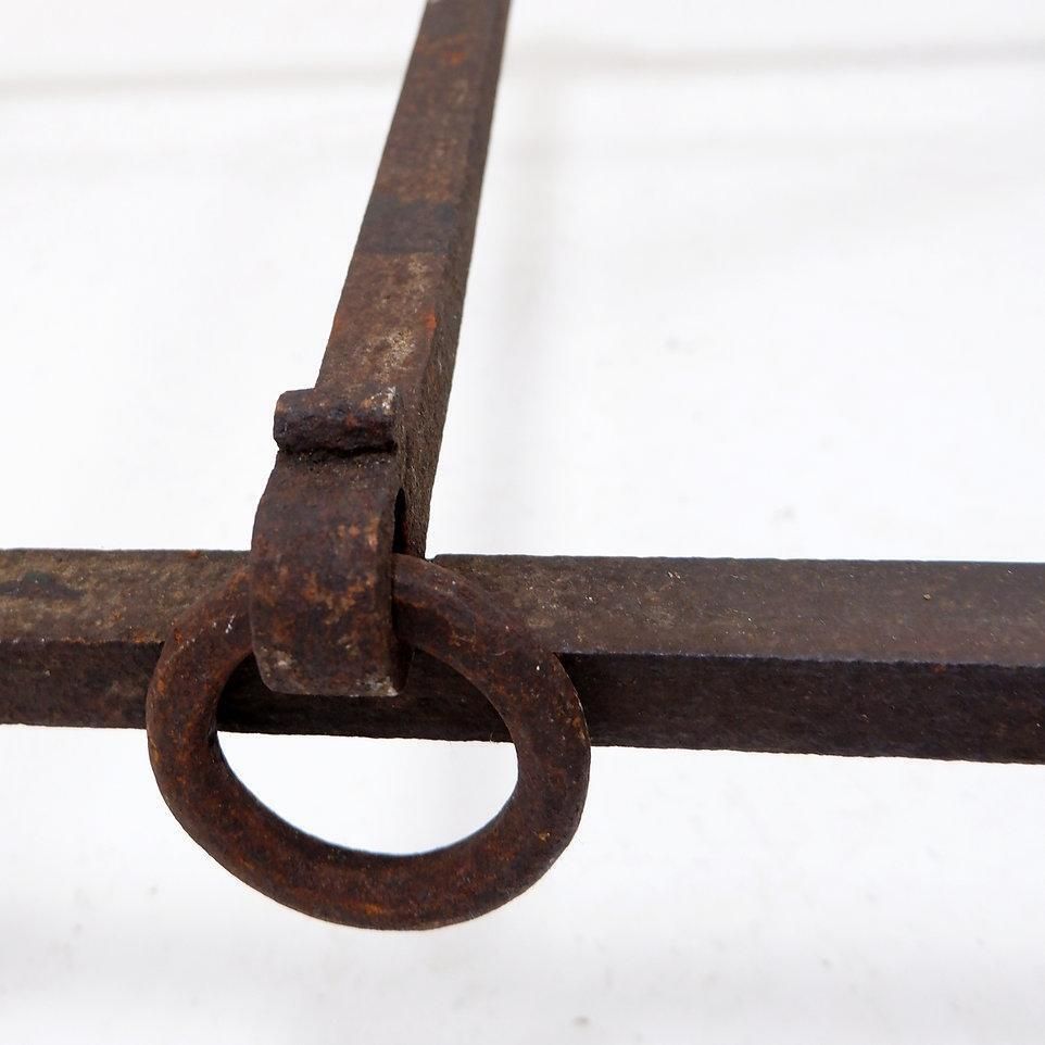 photo vinterior 19th Century Antique Wrought Iron Andirons With Curved Legs