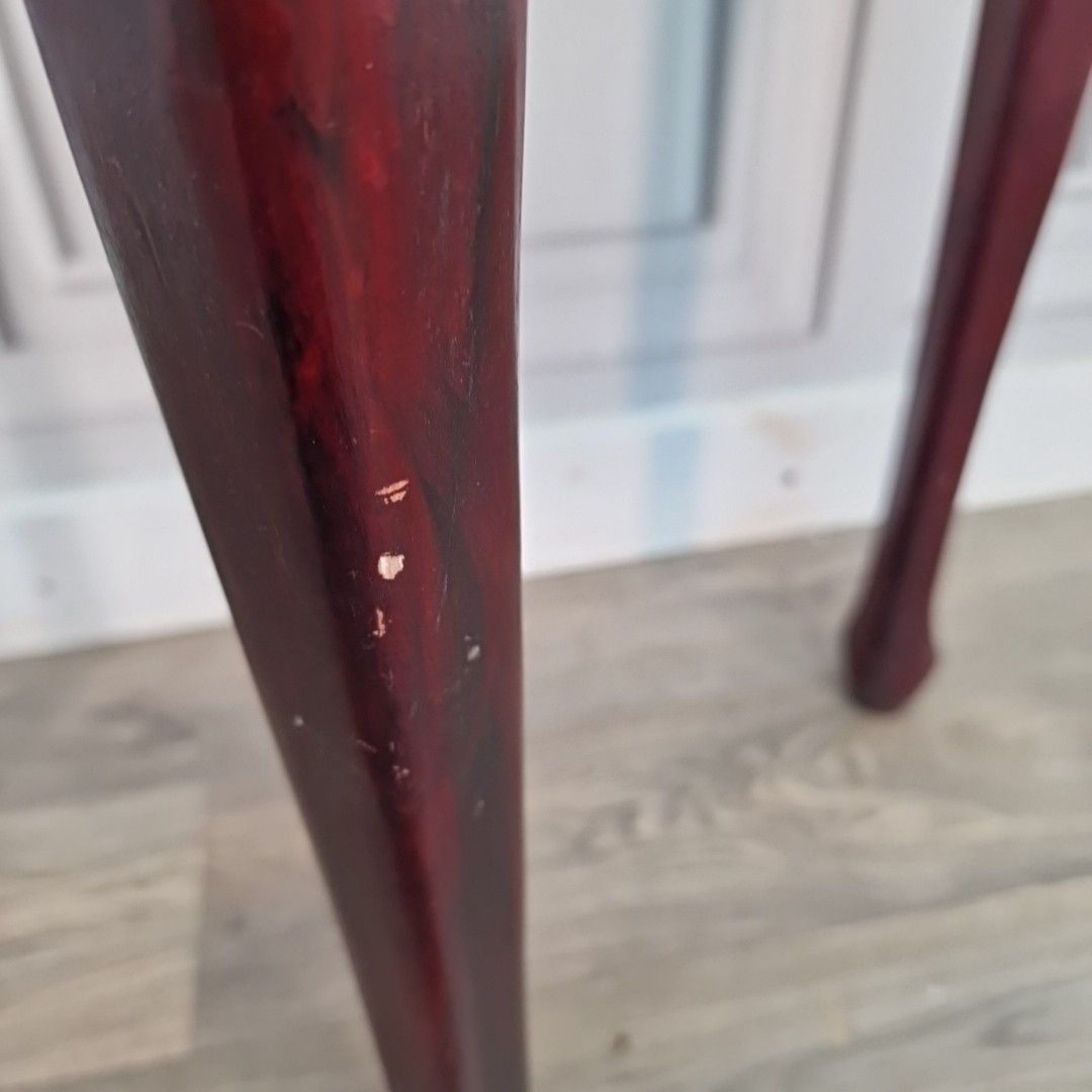 Furniture Vintage Console Side Table Demi Lune Half Moon Mahogany Queen Anne Style photo