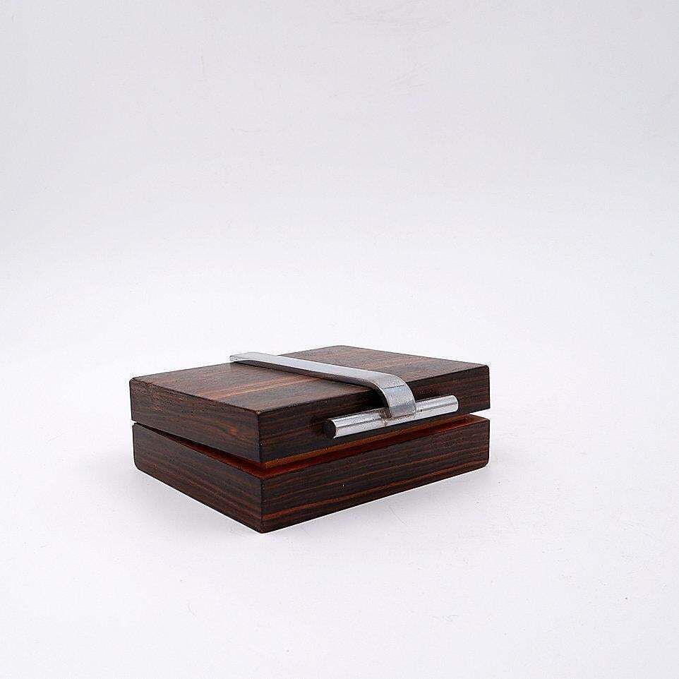 Art Deco Box In Wood And Metal Attributed To The Maison Desny   1930s photo vintage