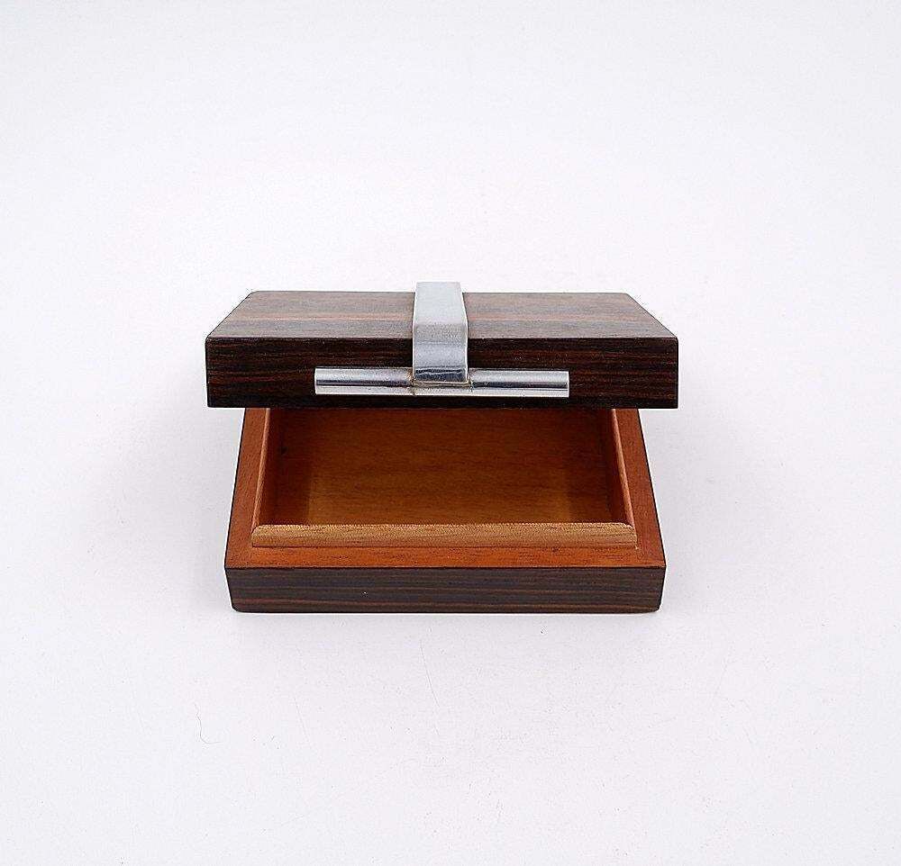 photo vintage Art Deco Box In Wood And Metal Attributed To The Maison Desny   1930s