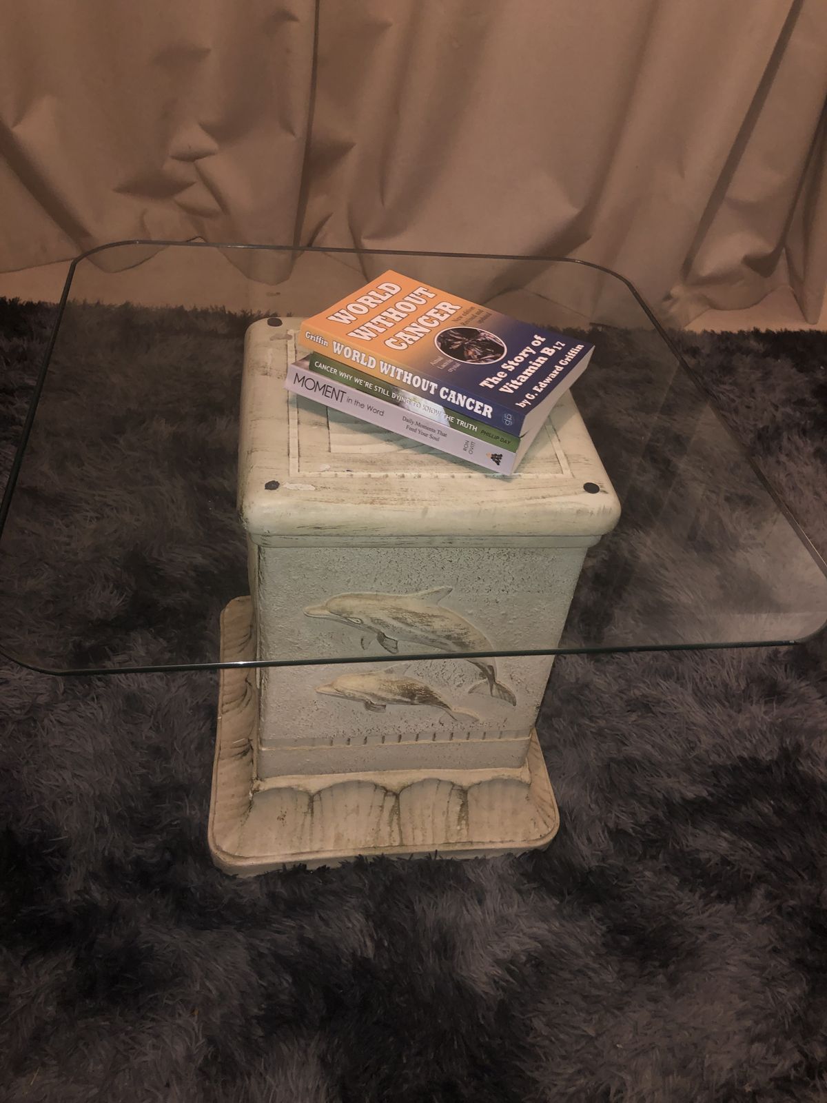 Vintage Dolphin Pedestal Coffee Table – 80s/90s Coastal Chic