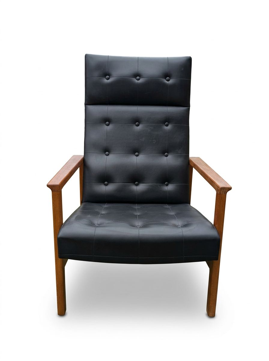 Scandinavian Faux Leather Swedish Mid Century Armchair photo furniture