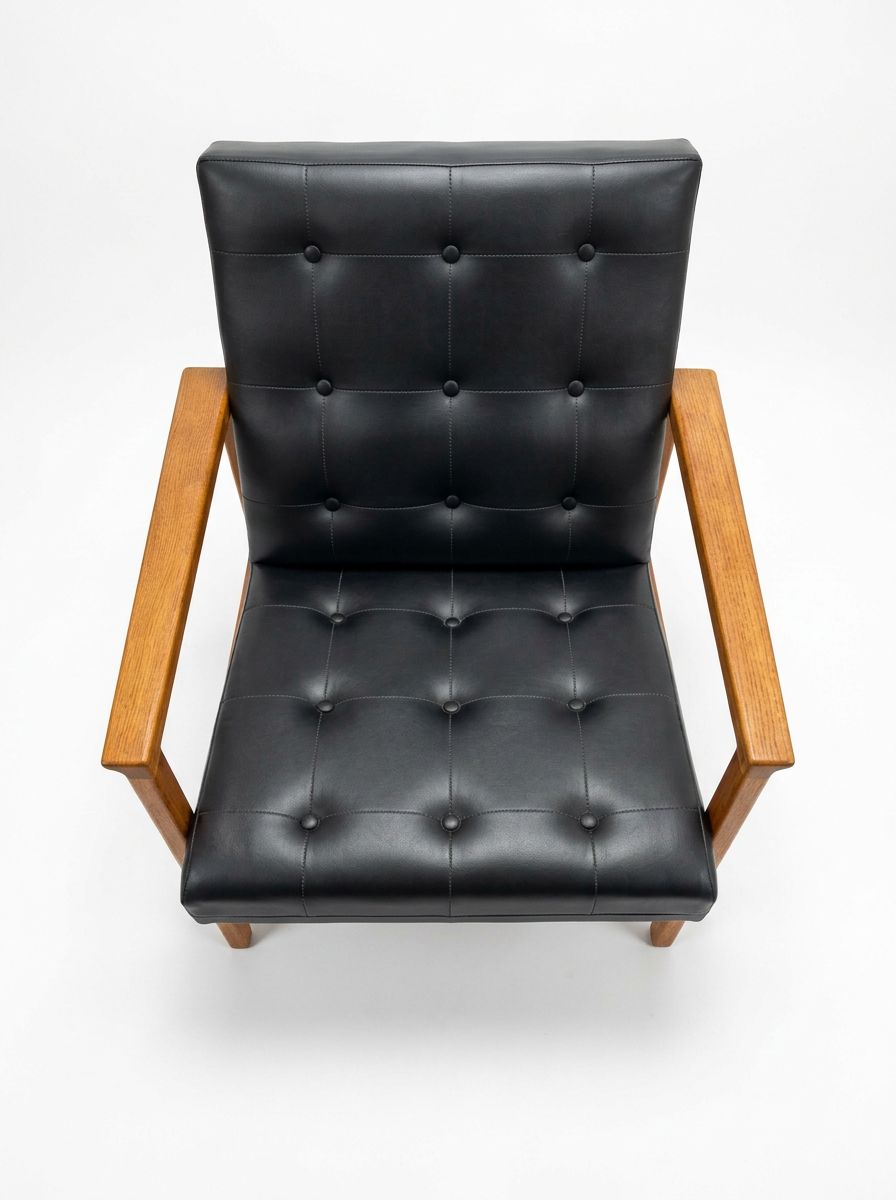 Scandinavian Faux Leather Swedish Mid Century Armchair photo vinterior