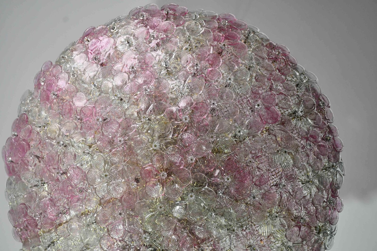 Lighting Wonderful Extra Large Size Pink Murano Glass Ceiling Light Flower By Seguso photo