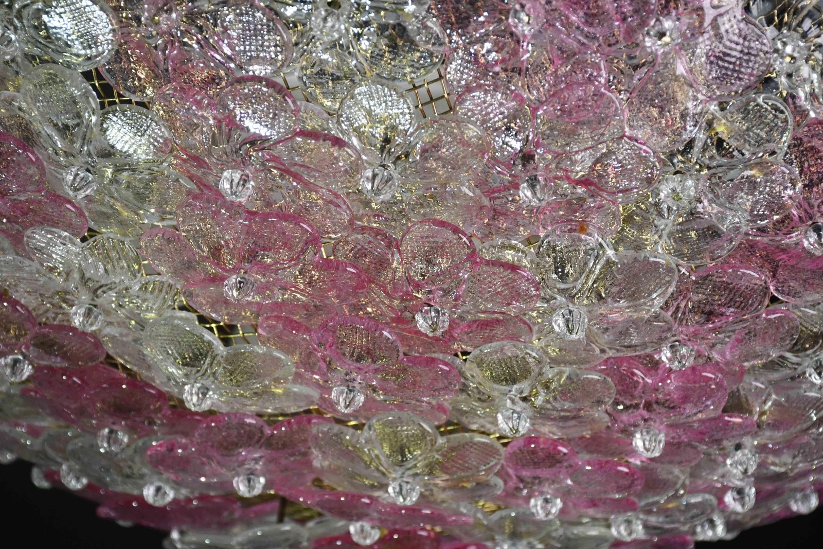 5267.0 Wonderful Extra Large Size Pink Murano Glass Ceiling Light Flower By Seguso photo