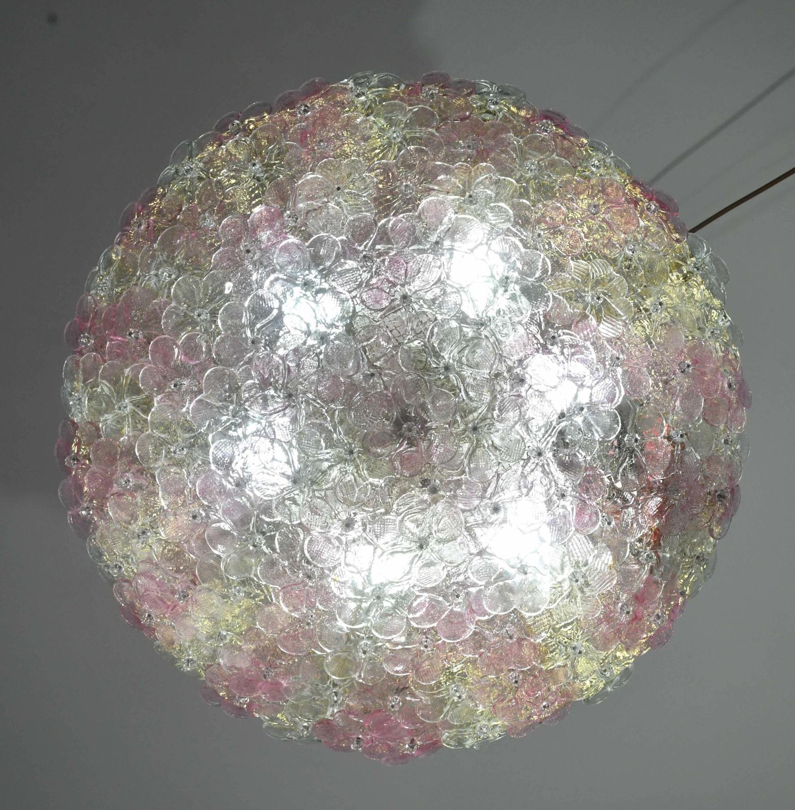 photo buy Wonderful Extra Large Size Pink Murano Glass Ceiling Light Flower By Seguso