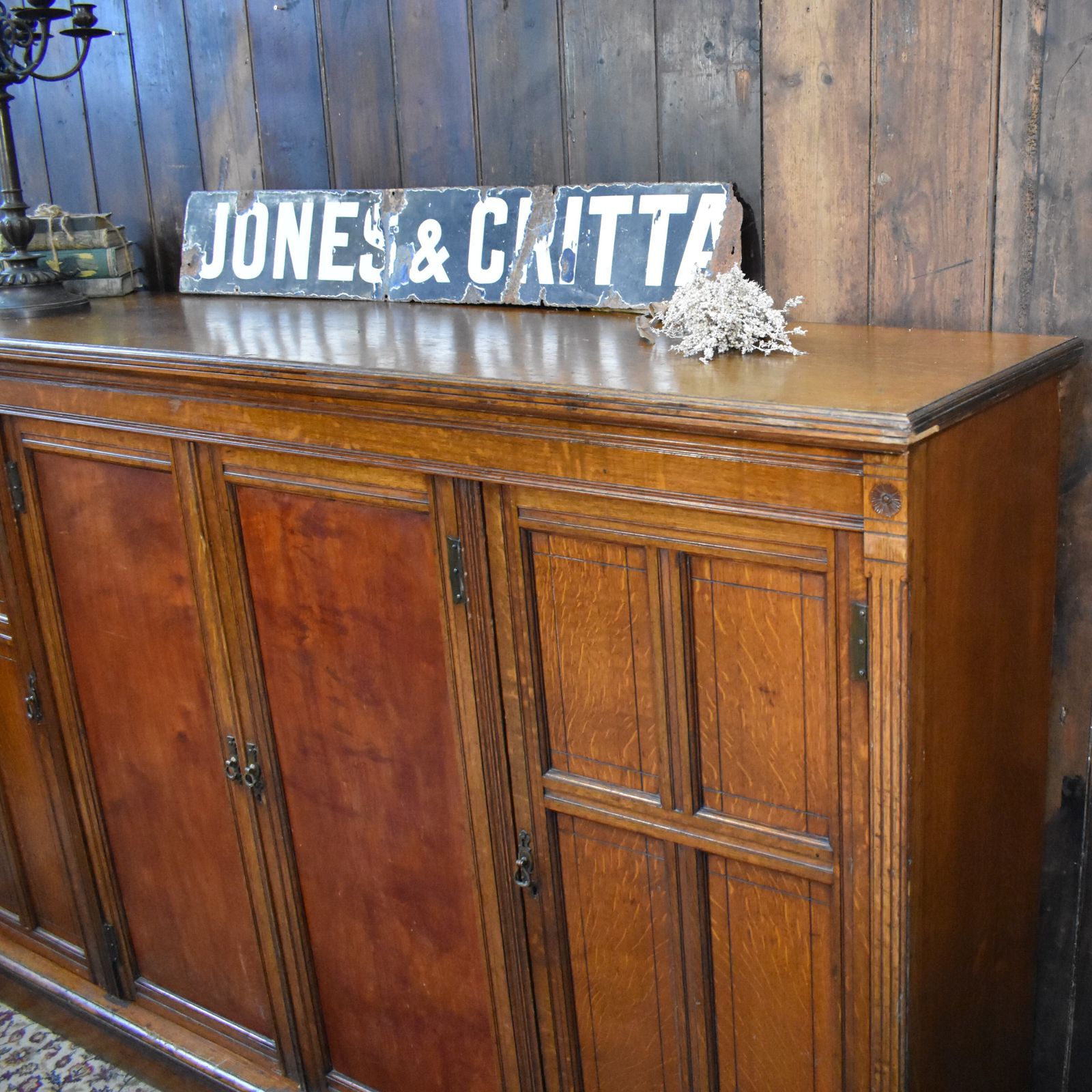 Antique English Oak Housekeepers School Storage Cabinet Boot Room Cupboard photo Furniture
