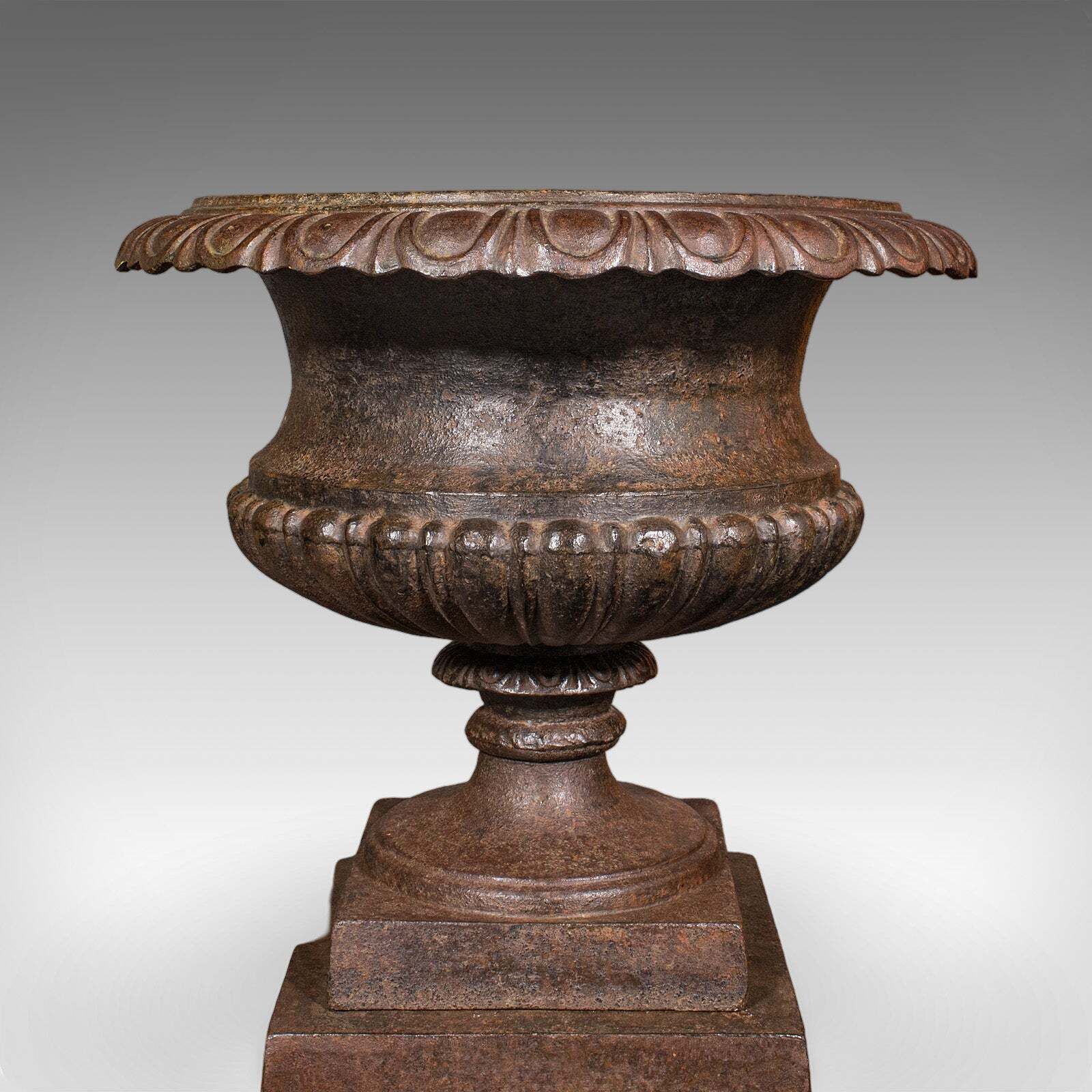 photo for sale Pair Of Antique Garden Planters, English, Outdoor Display Urn, Victorian, C.1850