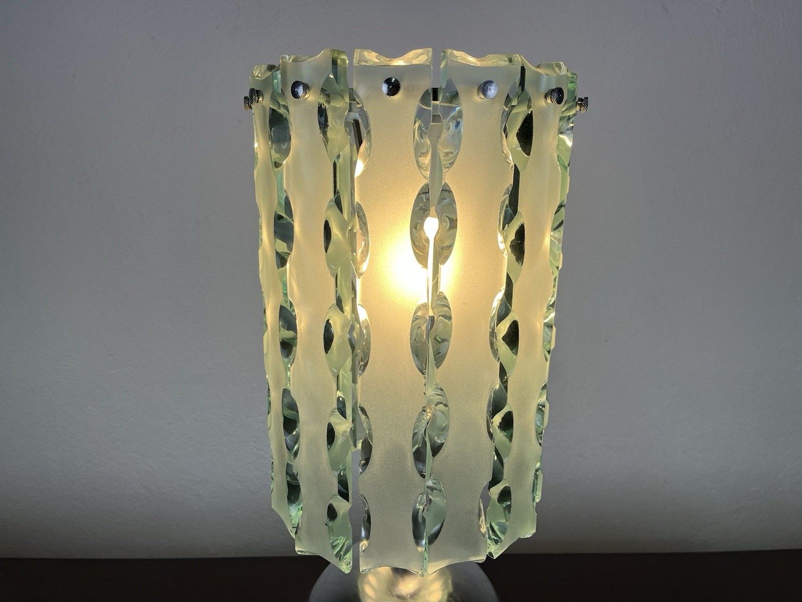 Fontana Arte Max Ingrand 70’s Vintage Design Ground Glass Lamp photo Lighting