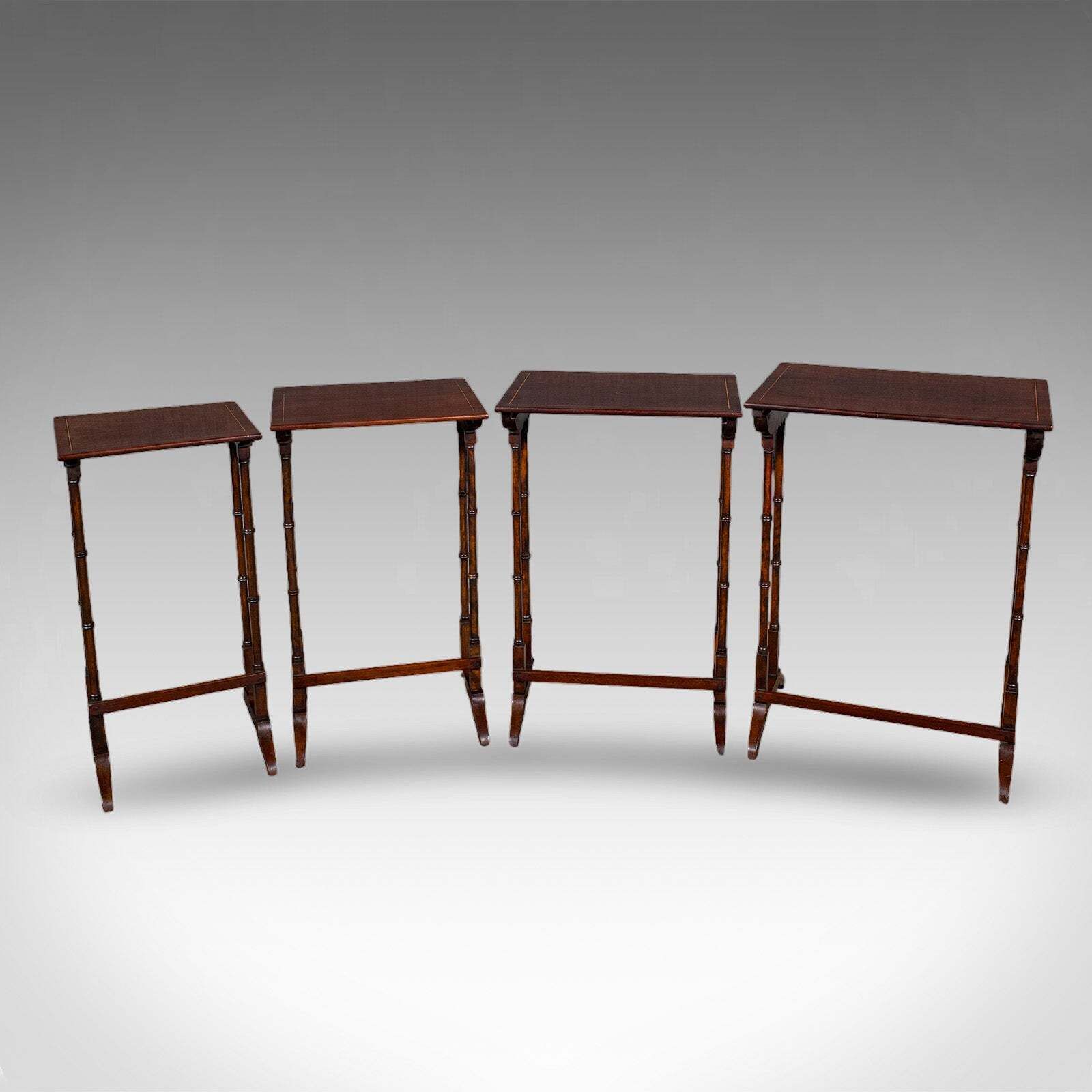 Antique Quartetto Of Nesting Tables, English, Set Of 4, Occasional, Edwardian photo Furniture