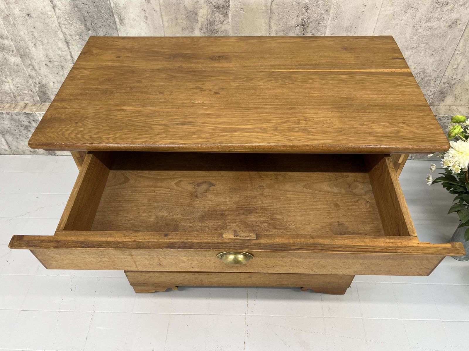 Solid Oak Chest Of Drawers With Cup Handles photo vintage