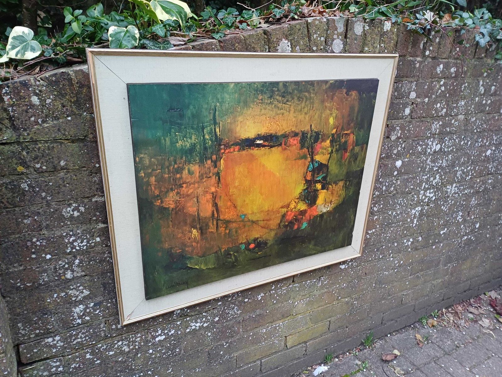 Huge Arts Guild Original Vintage 1970 “The Three Boats” Impressionist Abstract Style Print – Decorative Artists Guild photo Art