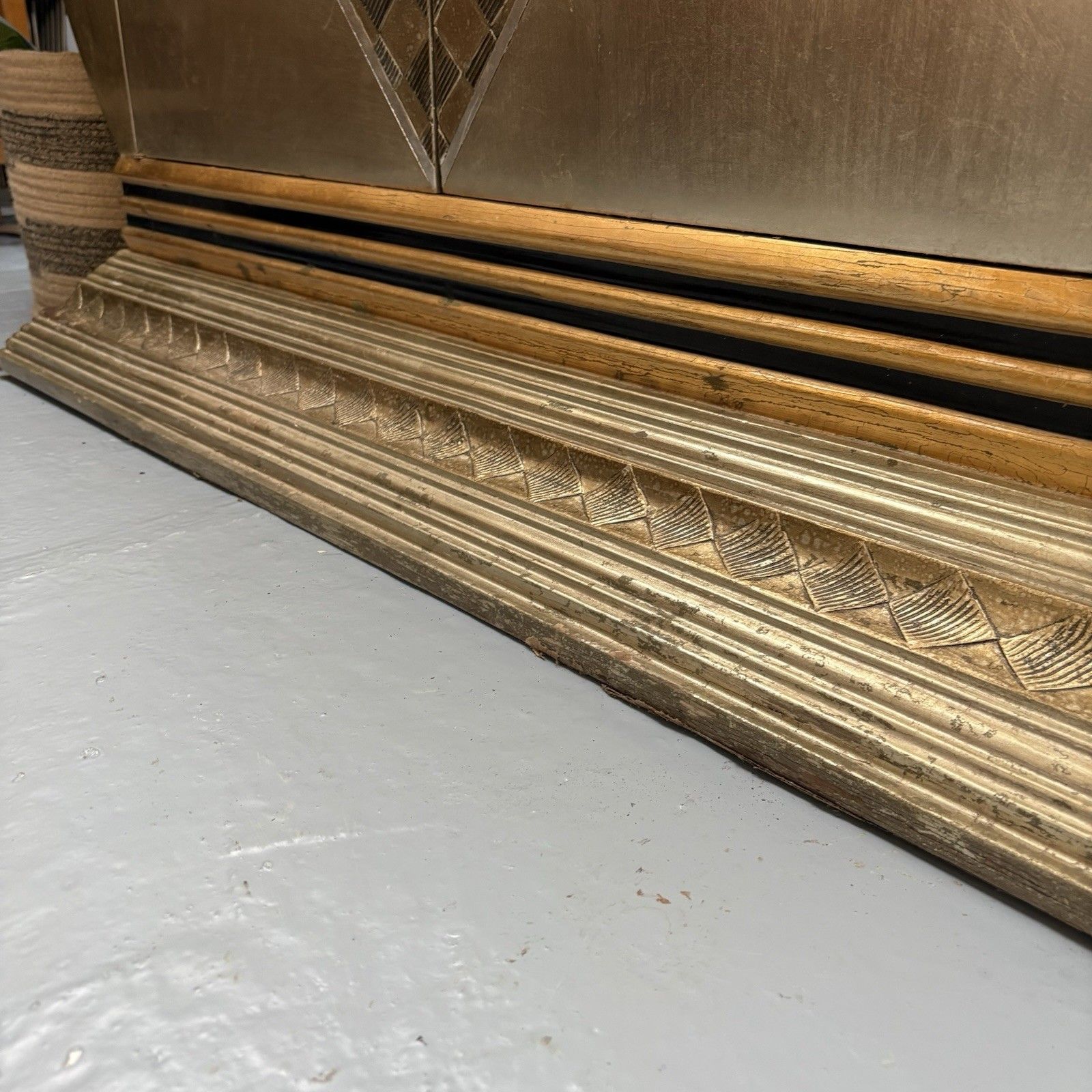 1990s Silver & Gold Hollywood Regency Style  Italian Console Cabinet Sideboard photo vinterior