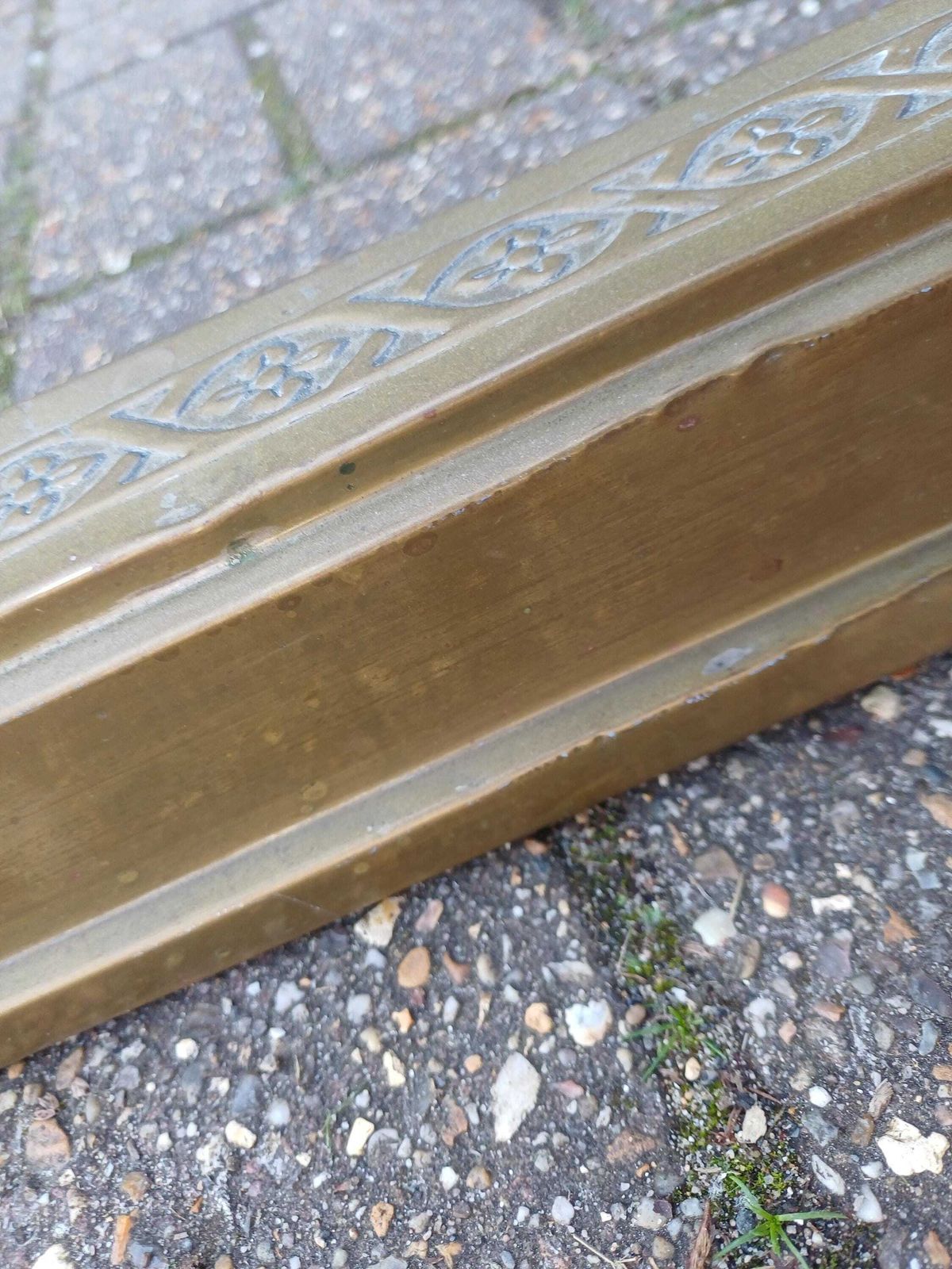 Early 20th Century Brass Fireplace Fender Ornate Victorian Style Hearth Guard Antique photo vinterior