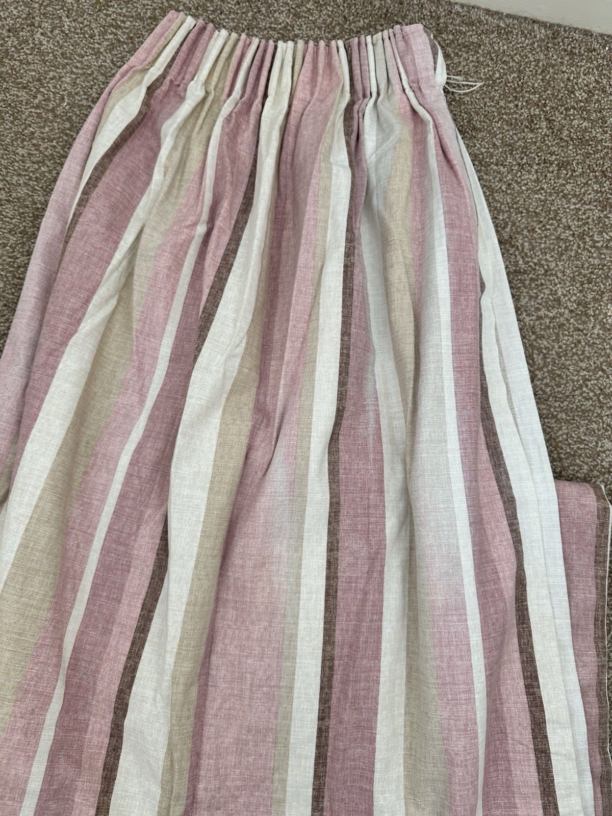 Laura Ashley Awning Stripe Curtains Raspberry 100% Cotton Pencil
