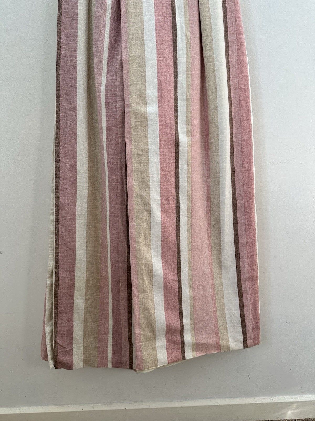 Laura Ashley Awning Stripe Curtains Raspberry 100% Cotton Pencil photo vinterior