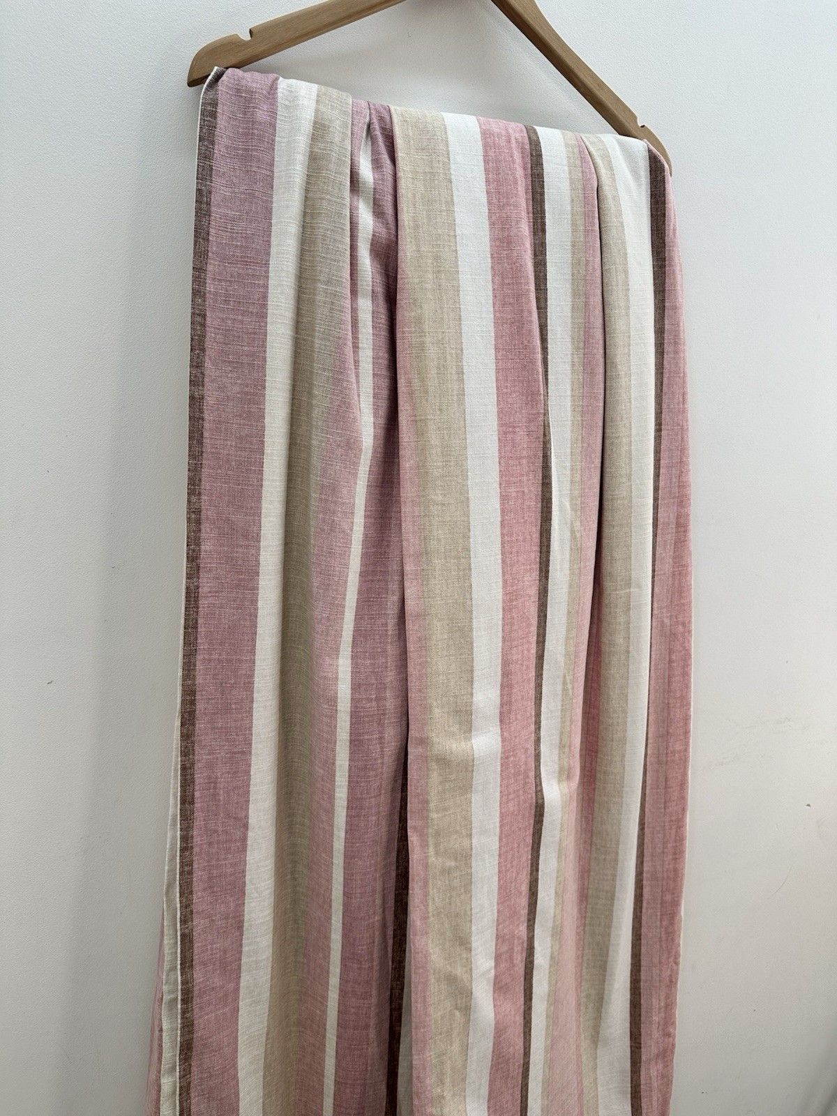 Laura Ashley Awning Stripe Curtains Raspberry 100% Cotton Pencil photo buy