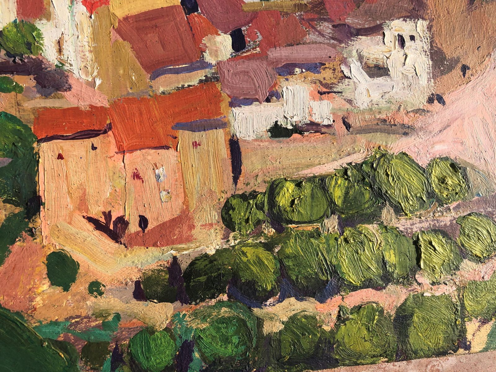 Josep Moscardo Spanish Cityscape View, Oil On Canvas 1977 photo vinterior