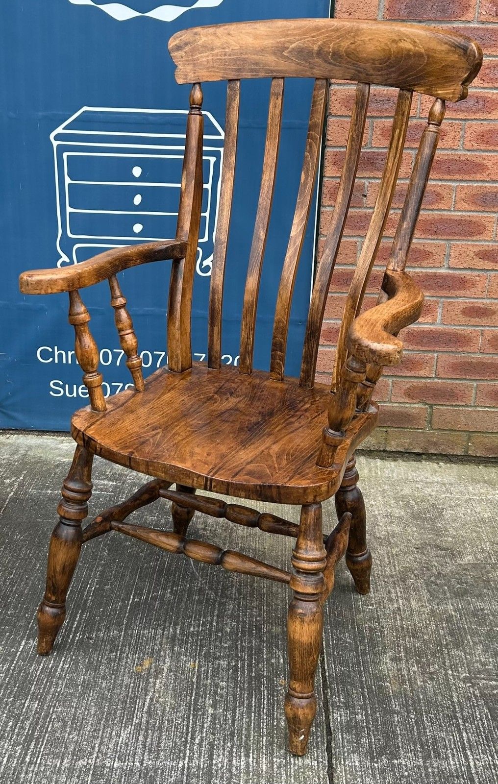 Vintage Beech Lath High Back Farmhouse Windsor Chair Rustic Armchair photo furniture