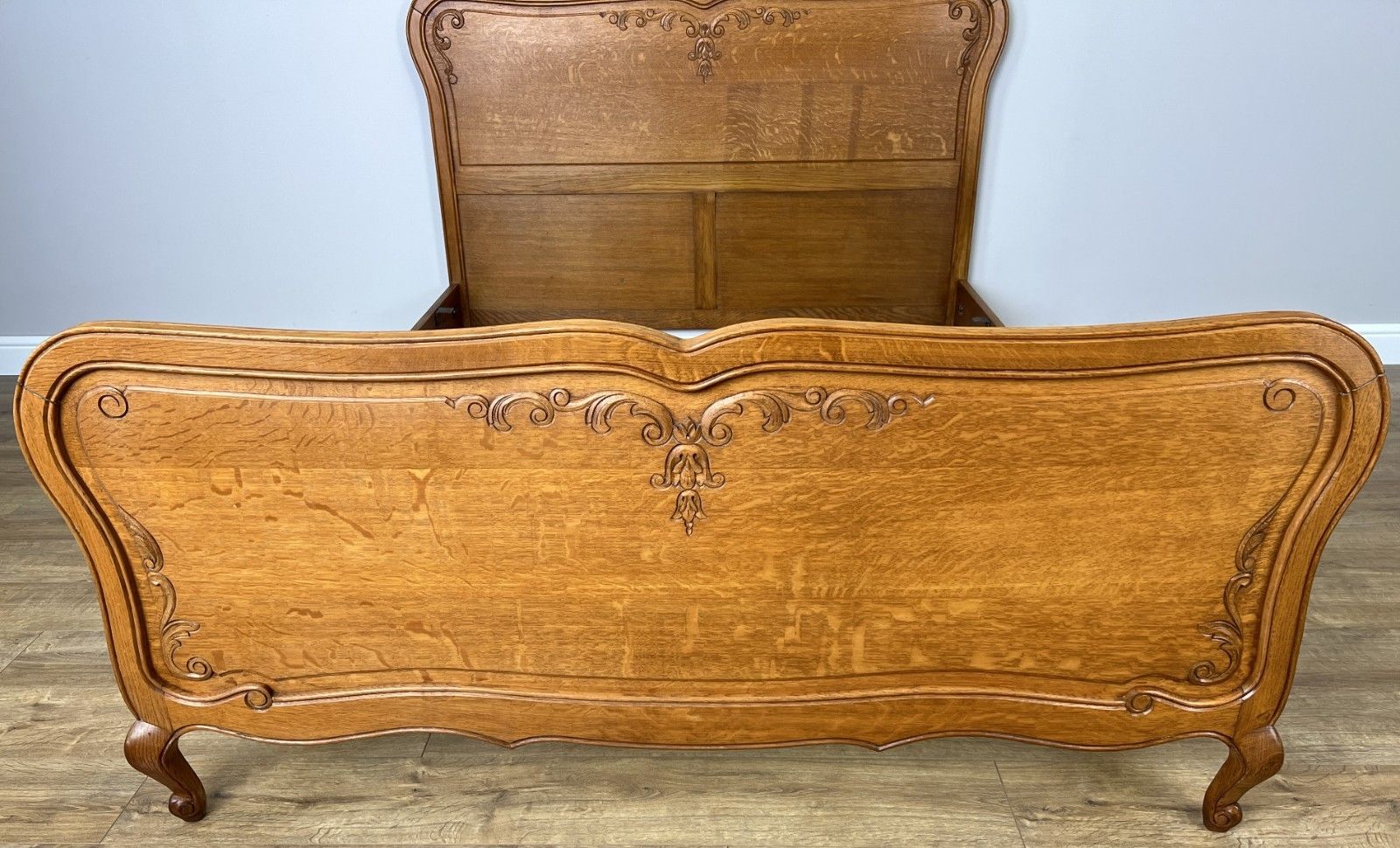 Bed Vintage French Louis XVI Double Bed Frame Oak Carved Headboard Lot 4875 photo Furniture
