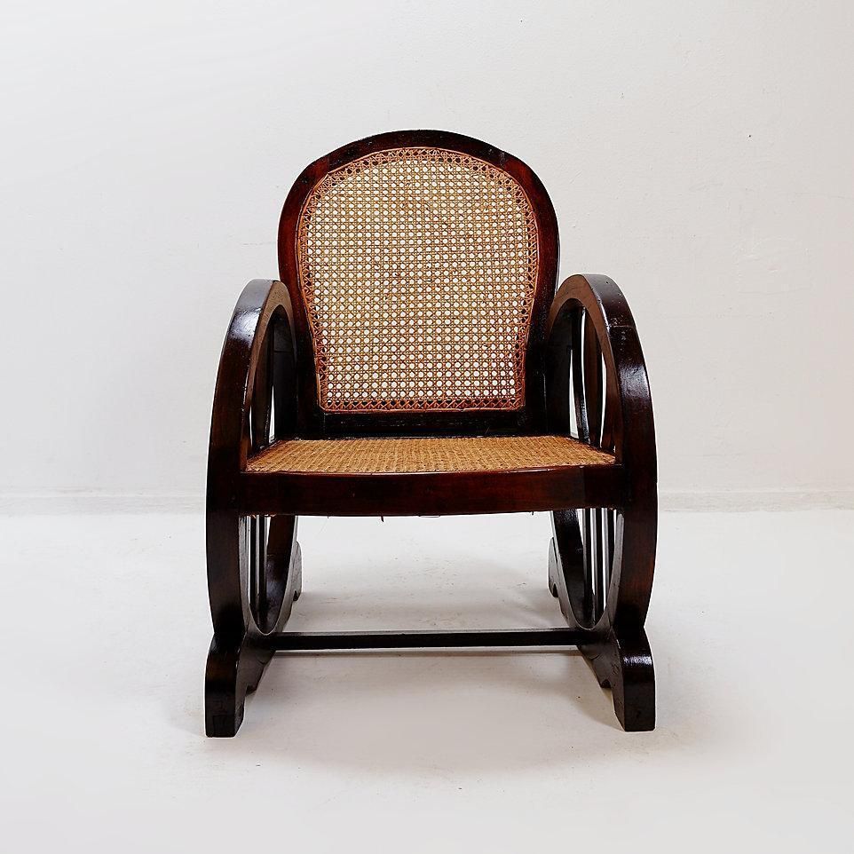 Art Deco Armchairs In Wood, Sitting And Back In Caning, Circa 1930s photo Furniture