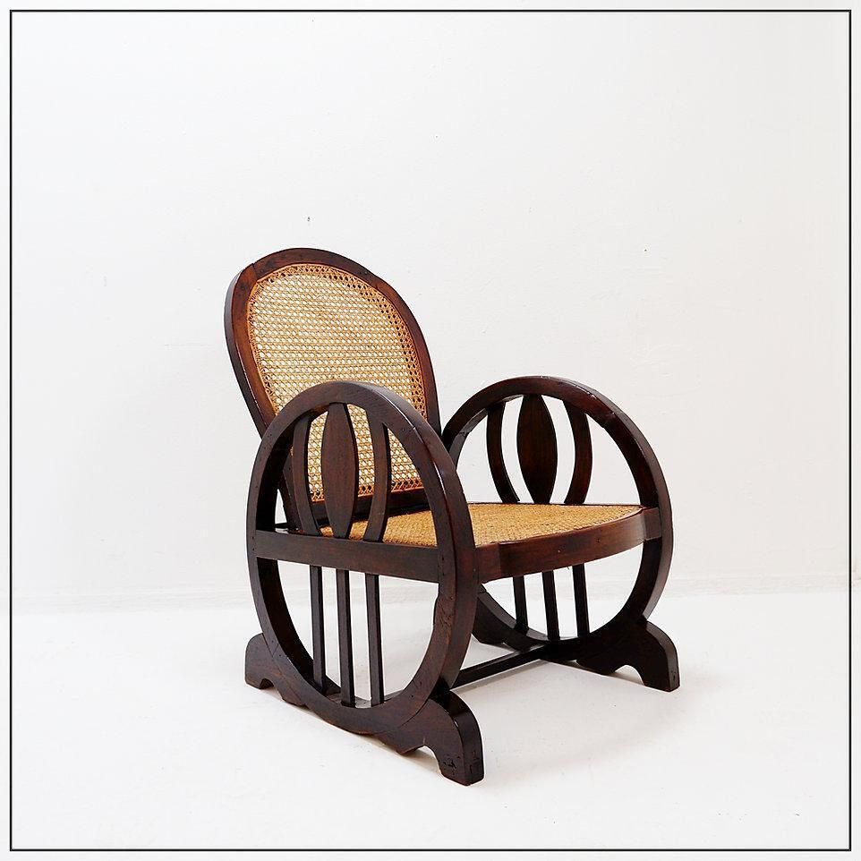 photo for sale Art Deco Armchairs In Wood, Sitting And Back In Caning, Circa 1930s
