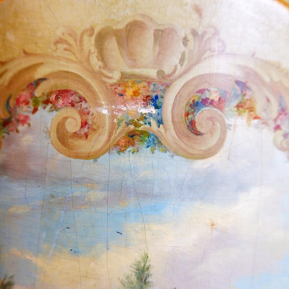 Venetian Baroque Curved Cabinet With Pastoral Scene   Circa 1900. photo vintage