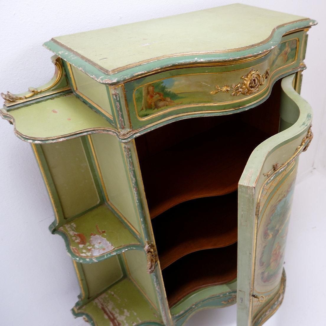 photo buy Venetian Baroque Curved Cabinet With Pastoral Scene   Circa 1900.