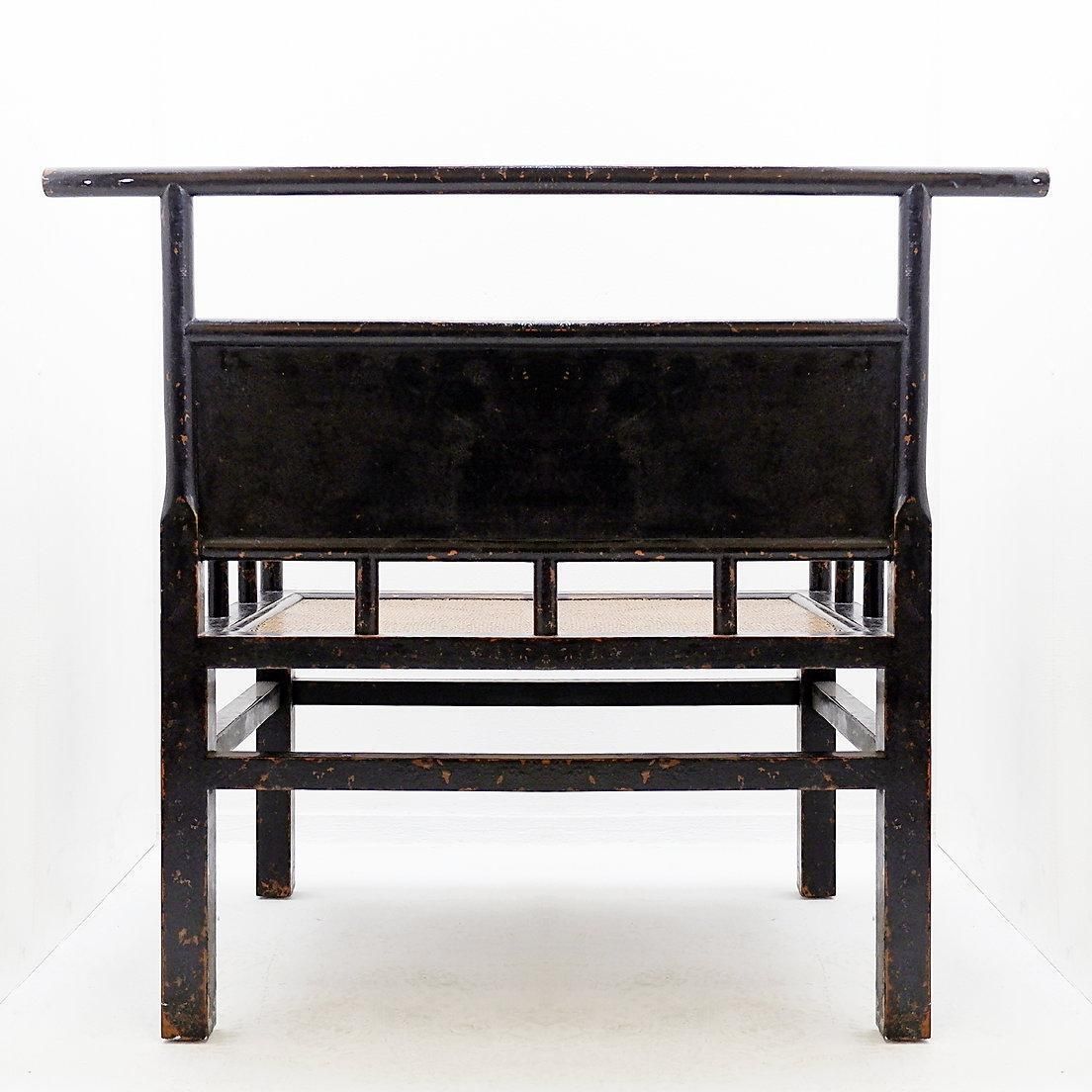 Pair Of Lacquered Wood And Rattan "Meditation" Chairs   Japan, Early 20th photo vintage